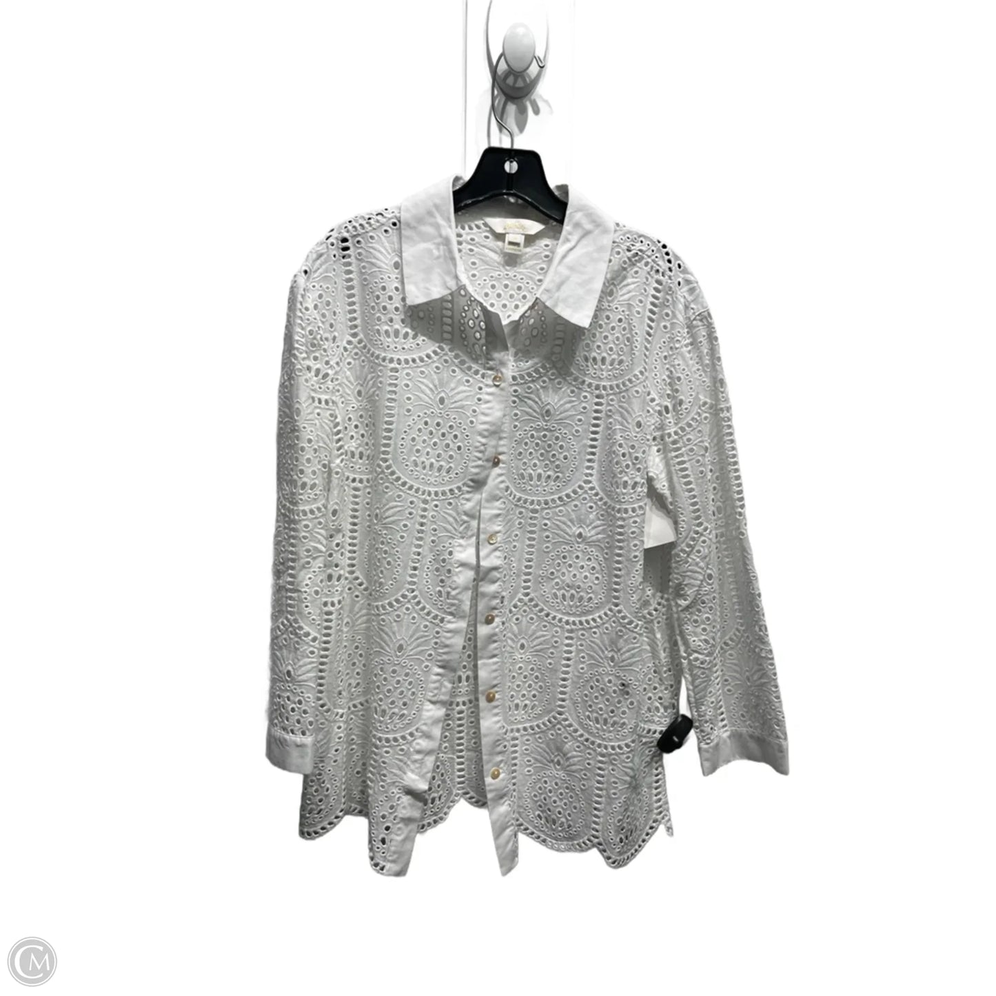 Top Long Sleeve By Lilly Pulitzer In White, Size: M