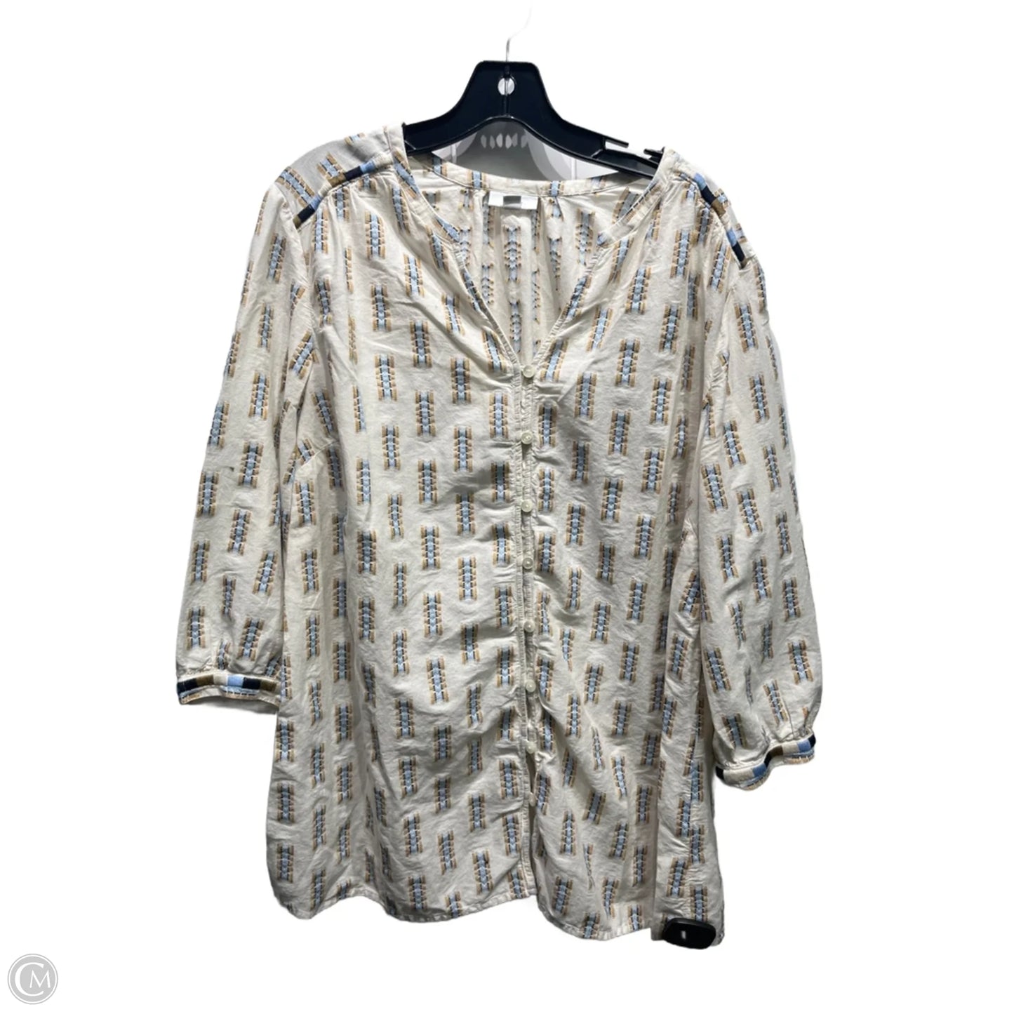 Top Long Sleeve By J. Jill In Blue & Cream, Size: Xl