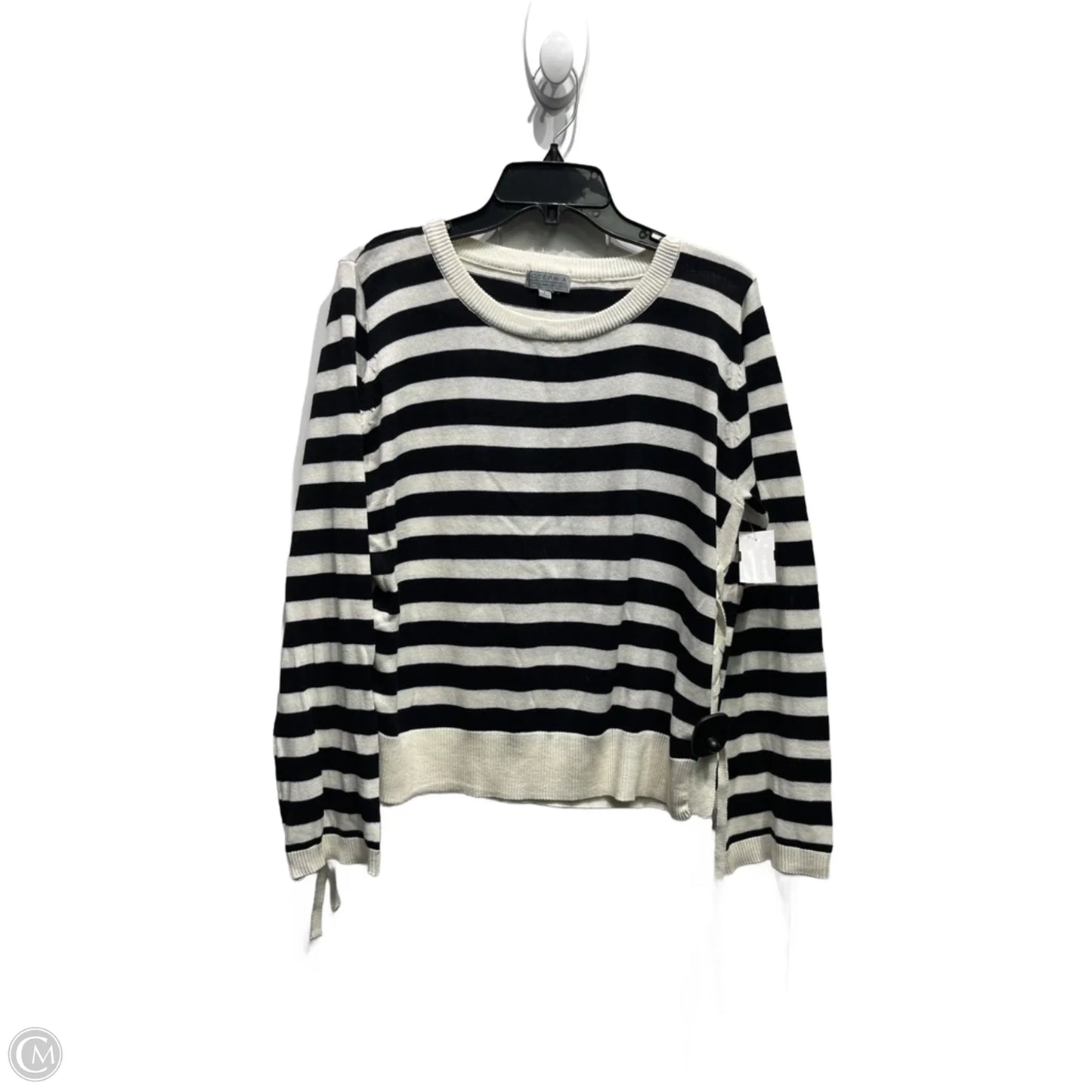 Sweater By Joseph A. In Black & White, Size: L