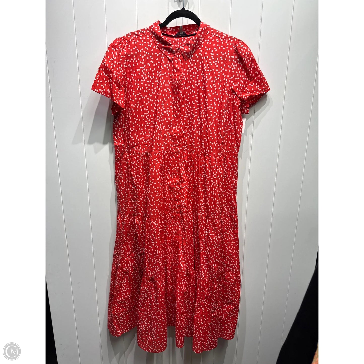 Dress Casual Maxi By Joules In Red & White, Size: 14