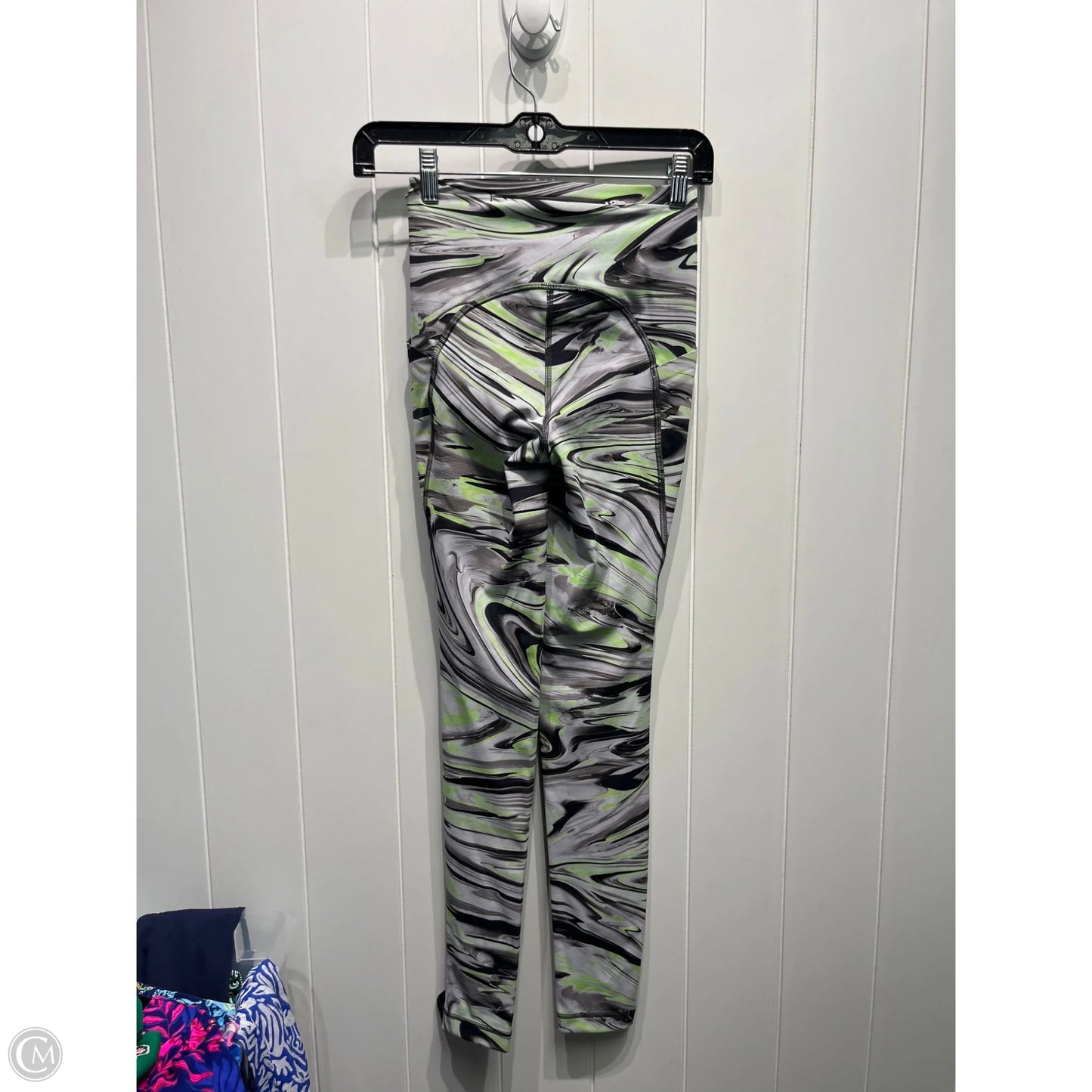 Athletic Leggings By Lululemon In Green & Grey, Size: S