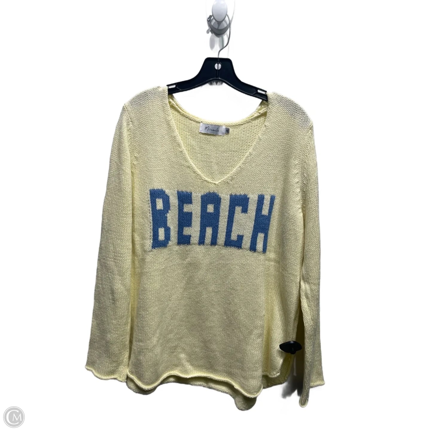Sweater By Miracle In Blue & Cream, Size: M