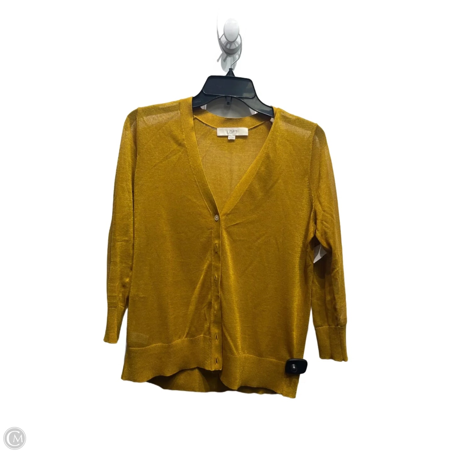 Sweater Cardigan By Loft In Yellow, Size: M