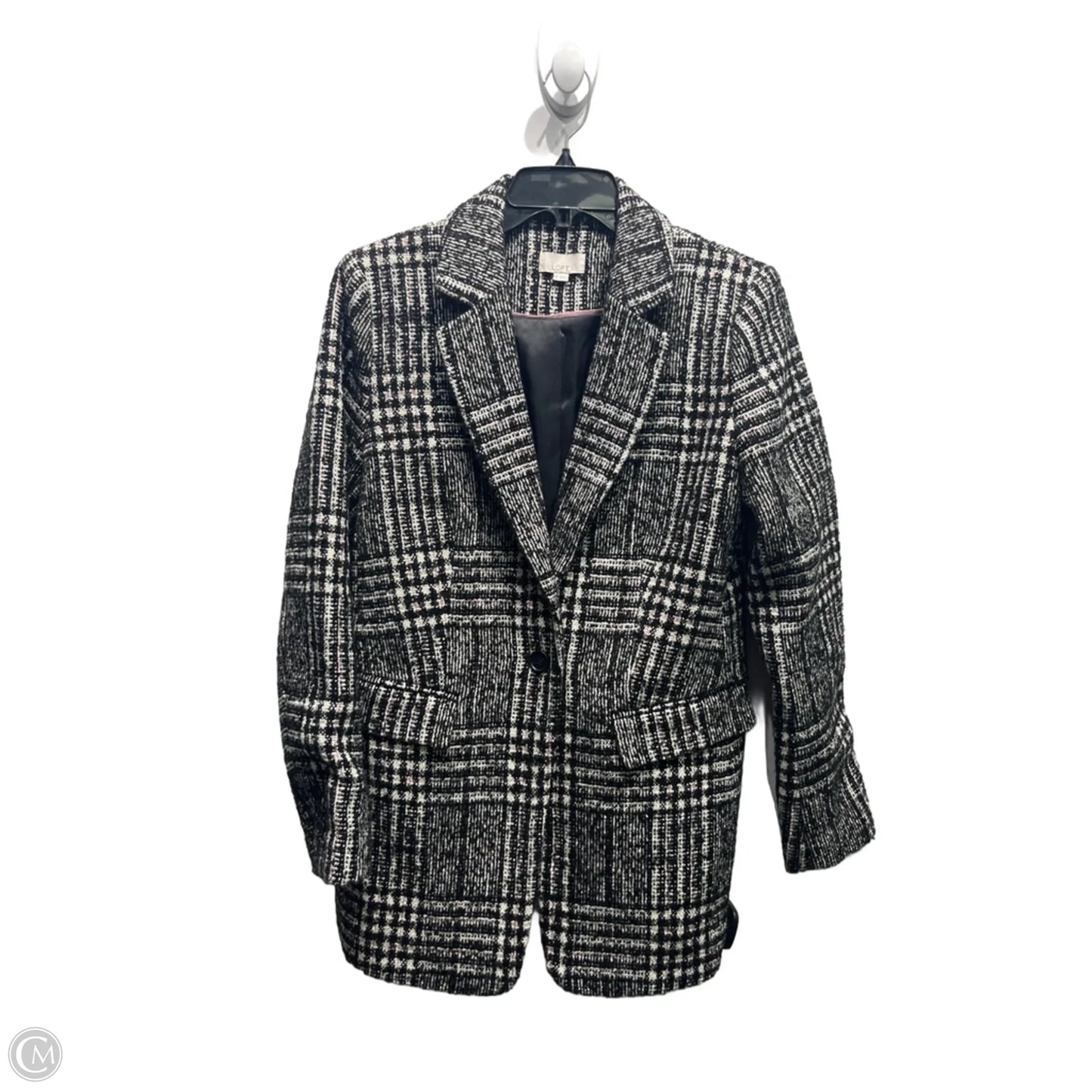 Coat Trench Coat By Loft In Black & White, Size: 10