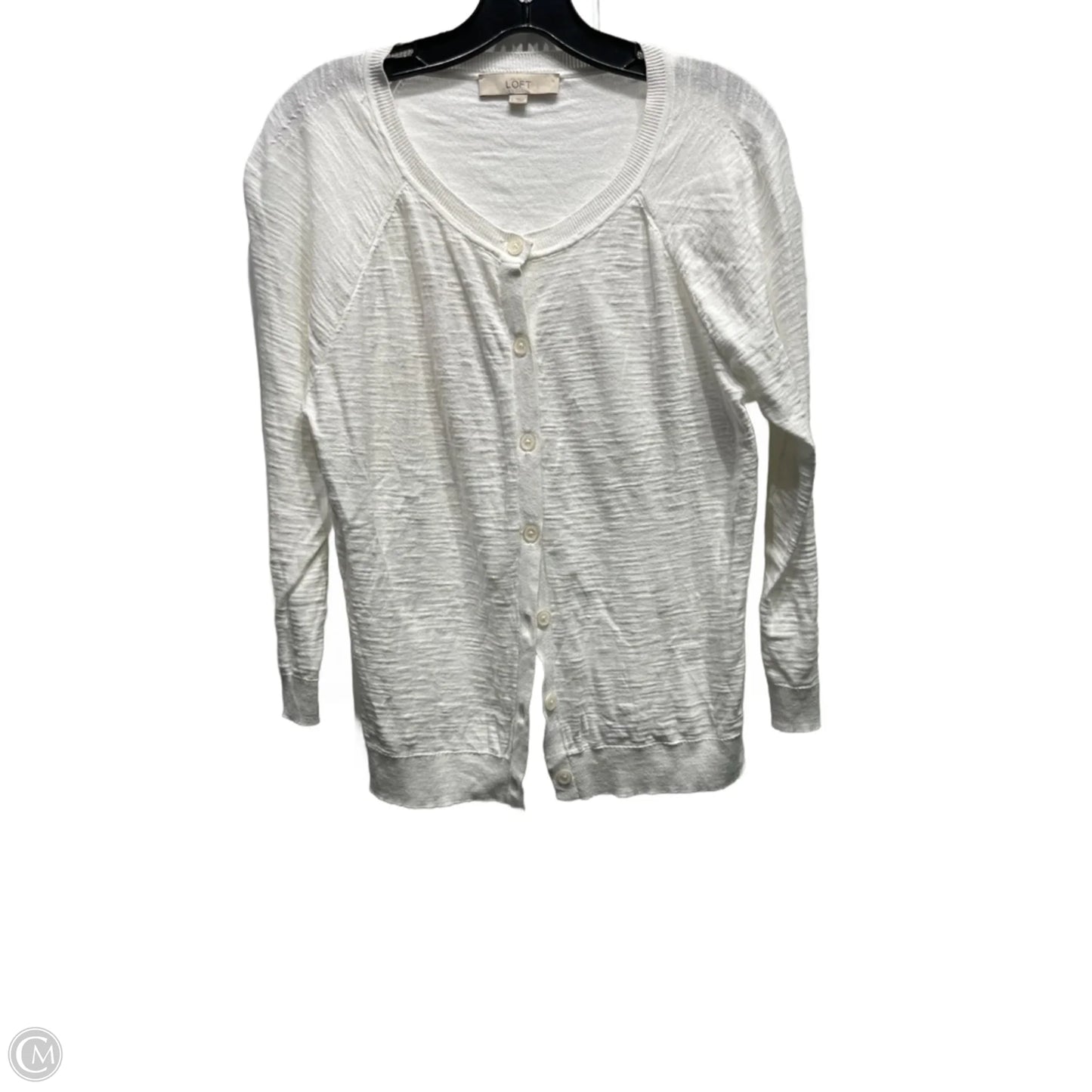 Sweater Cardigan By Loft In White, Size: L
