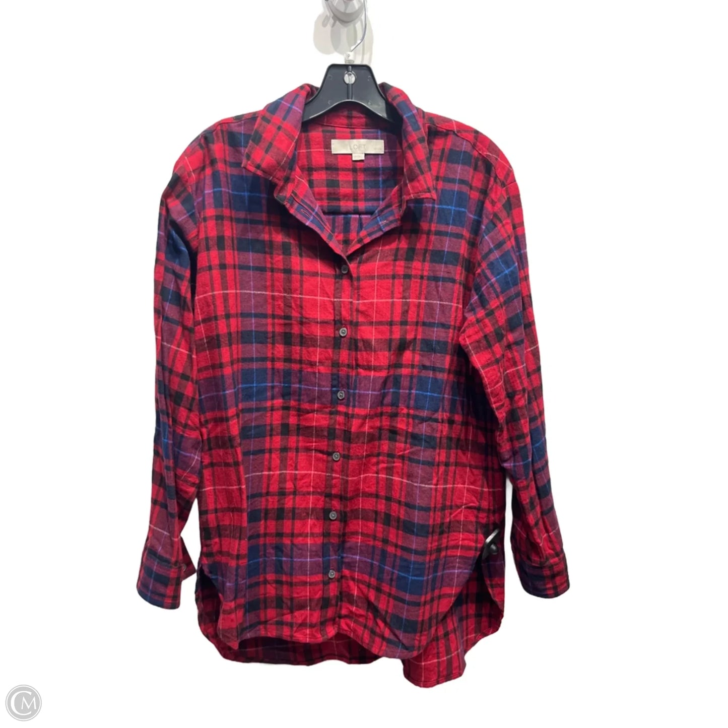 Top Long Sleeve By Loft In Blue & Red, Size: L