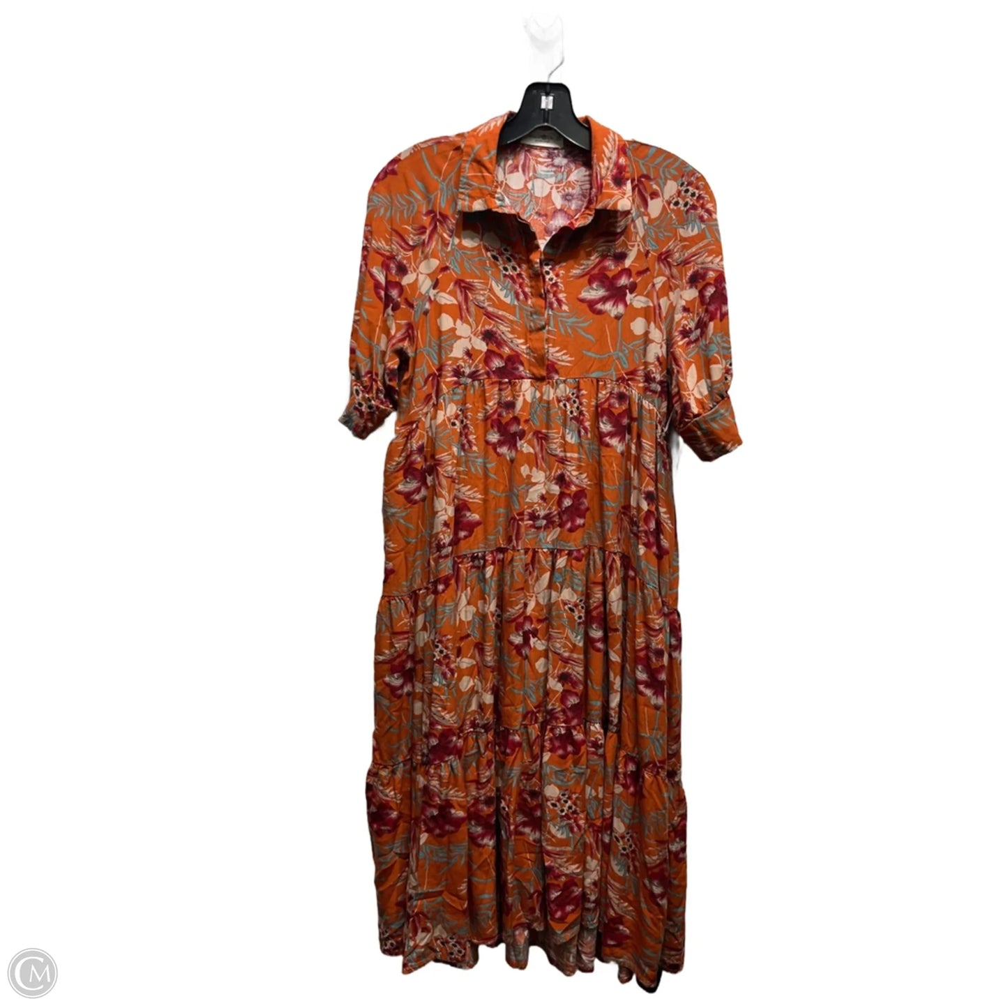 Dress Casual Midi By Natural Life In Green & Orange, Size: Xs