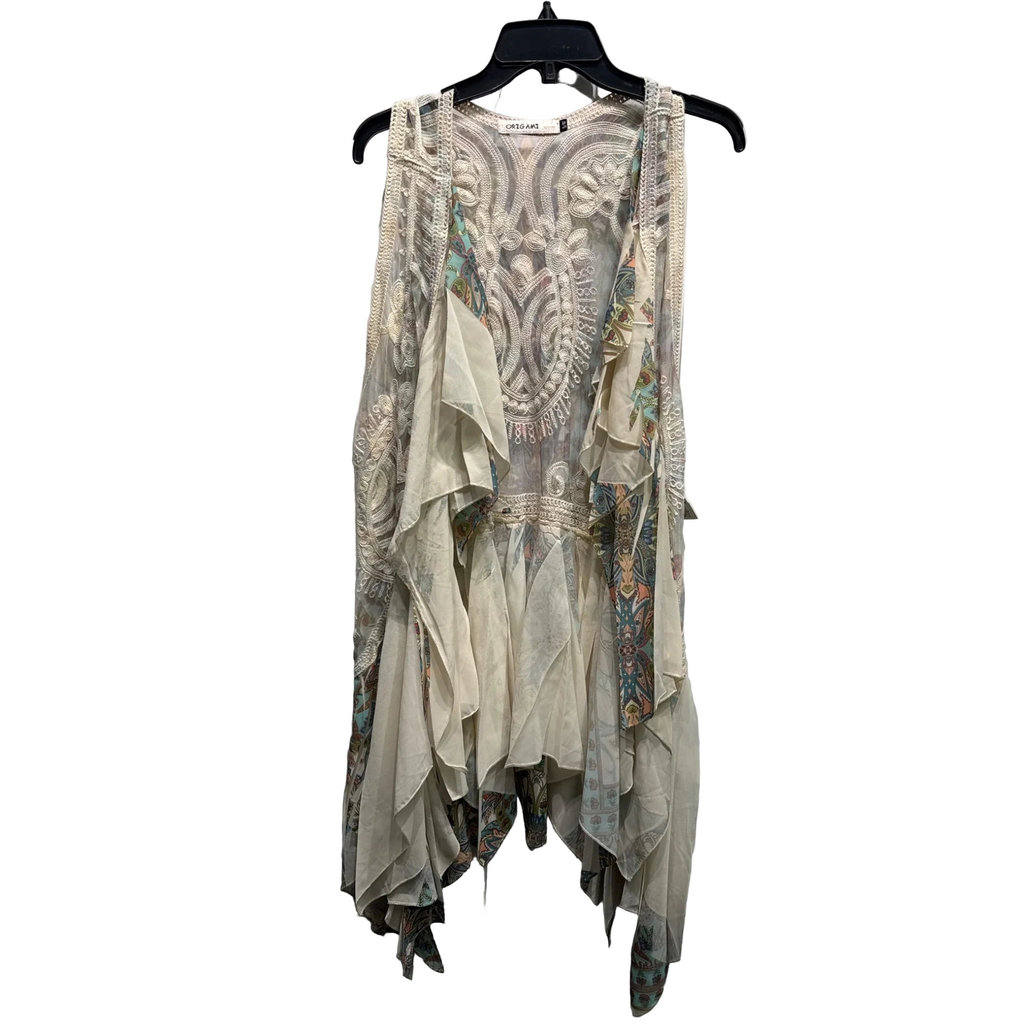 Vest Other By origami In Cream & Green, Size: M