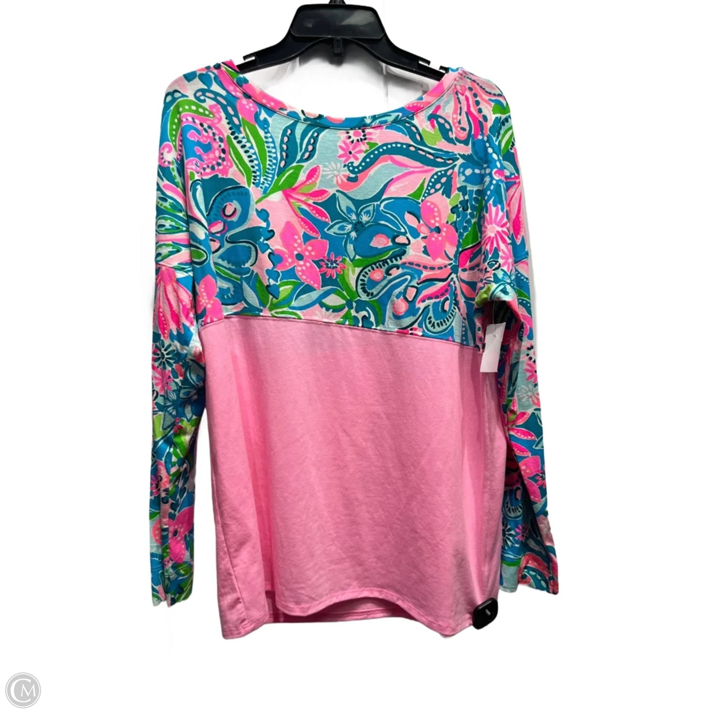 Top Long Sleeve Designer By Lilly Pulitzer In Blue & Pink, Size: L