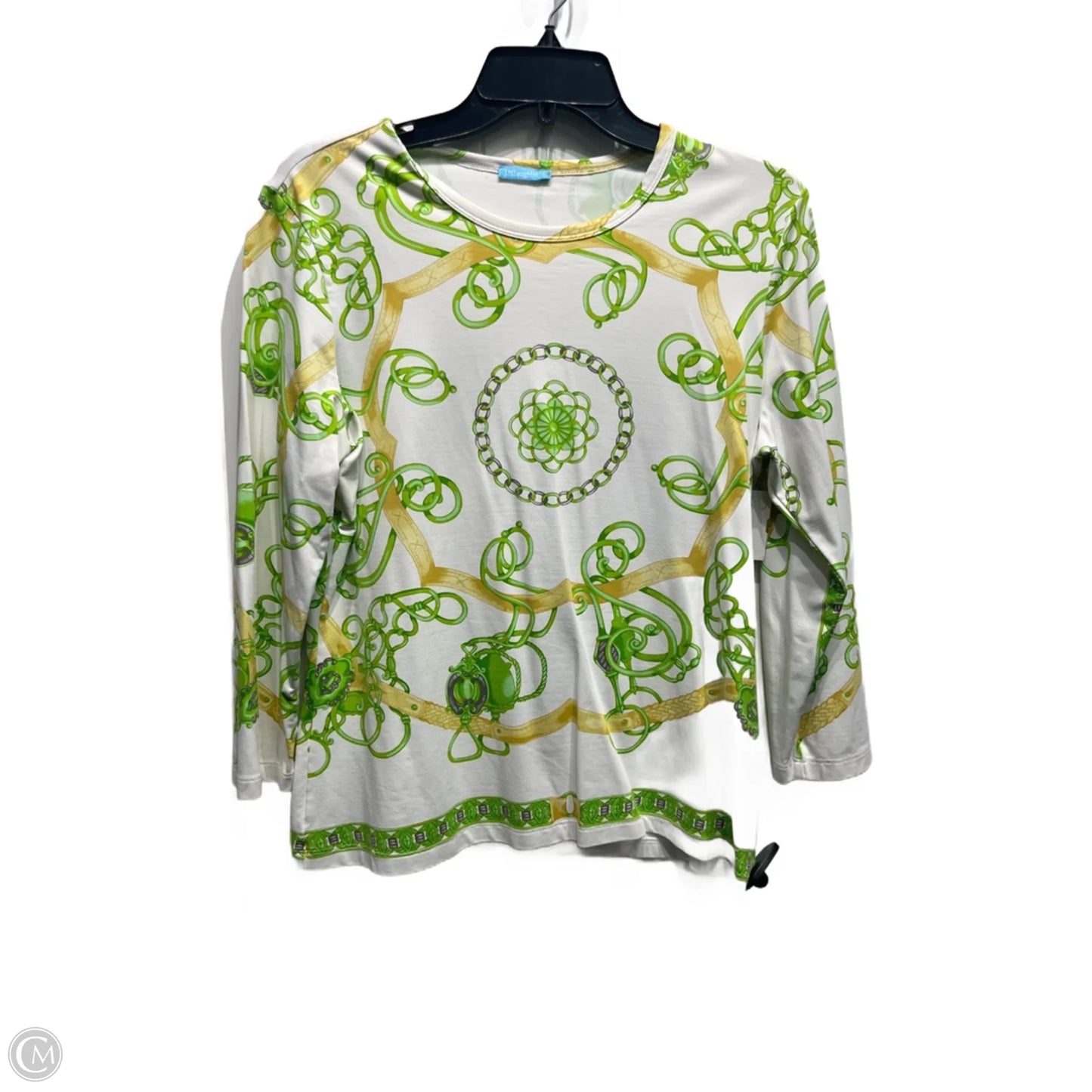 Top 3/4 Sleeve By J Mclaughlin In Green & Yellow, Size: L