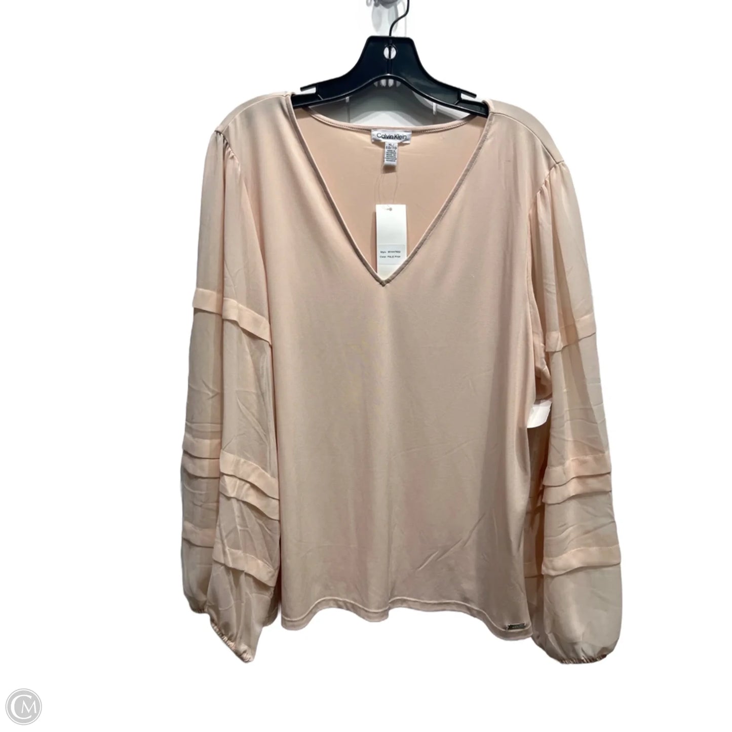 Top Long Sleeve By Calvin Klein In Peach, Size: Xl