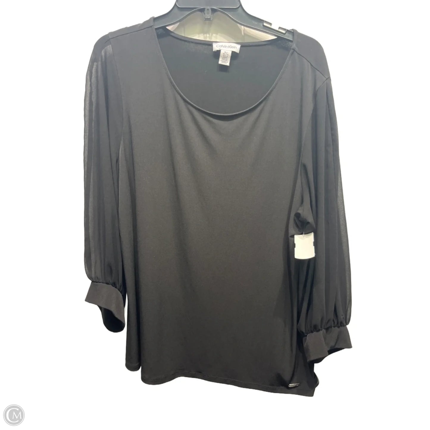 Top Long Sleeve By Calvin Klein In Black, Size: Xl