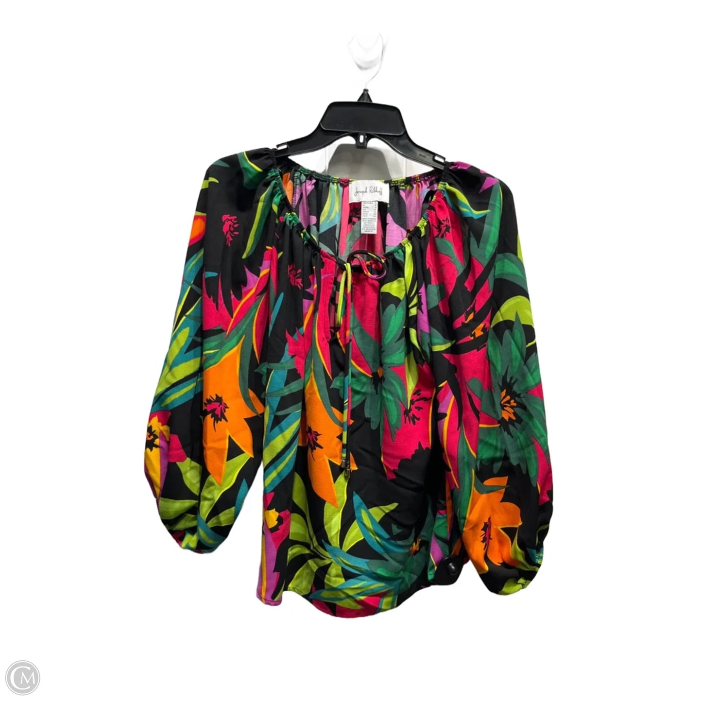 Blouse Long Sleeve By Joseph Ribkoff In Black & Pink, Size: 6