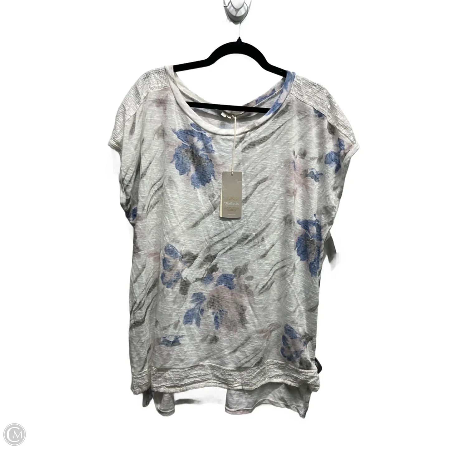 Top Short Sleeve By M Made In Italy In Blue & White, Size: 1x