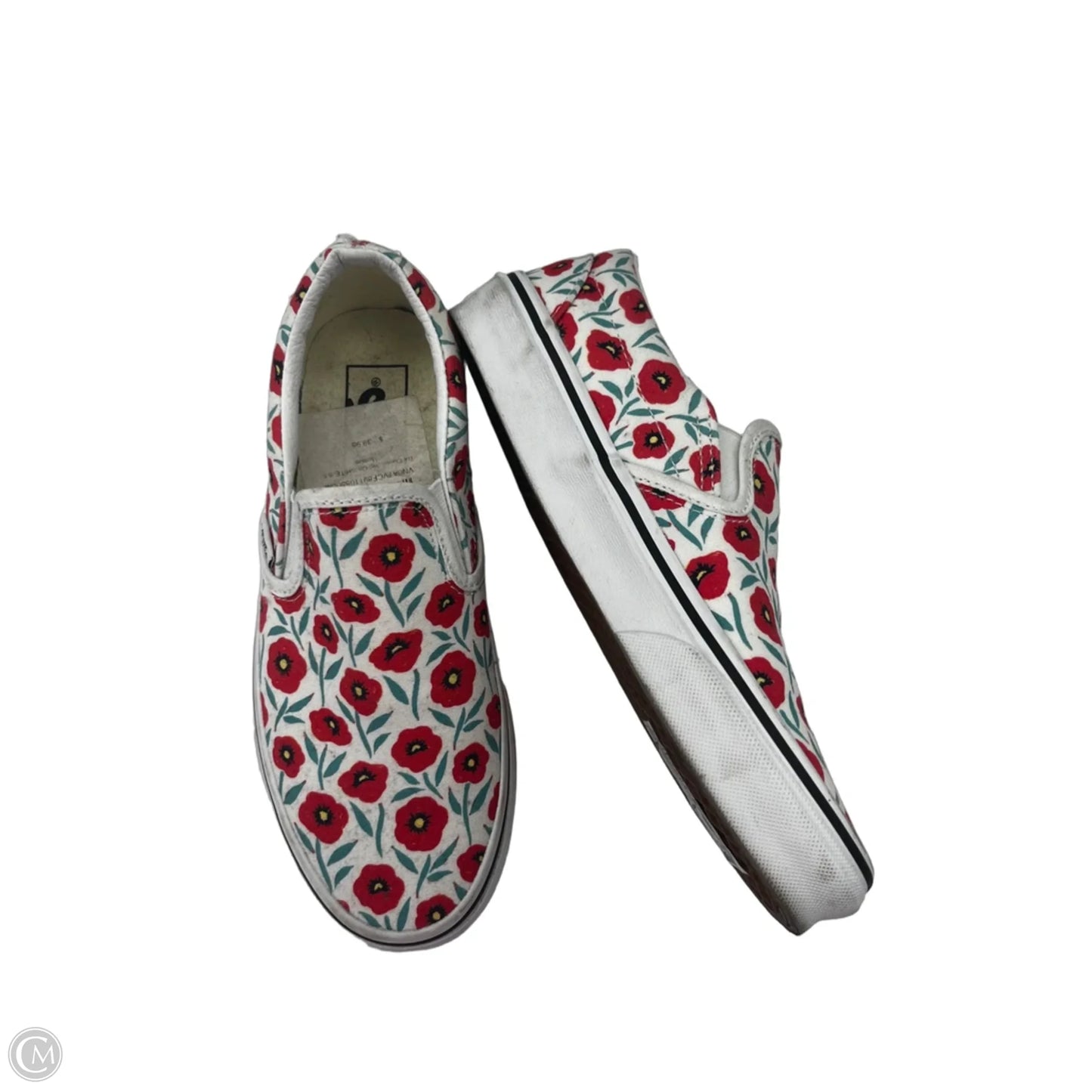 Shoes Flats By Vans In Red & White, Size: 7