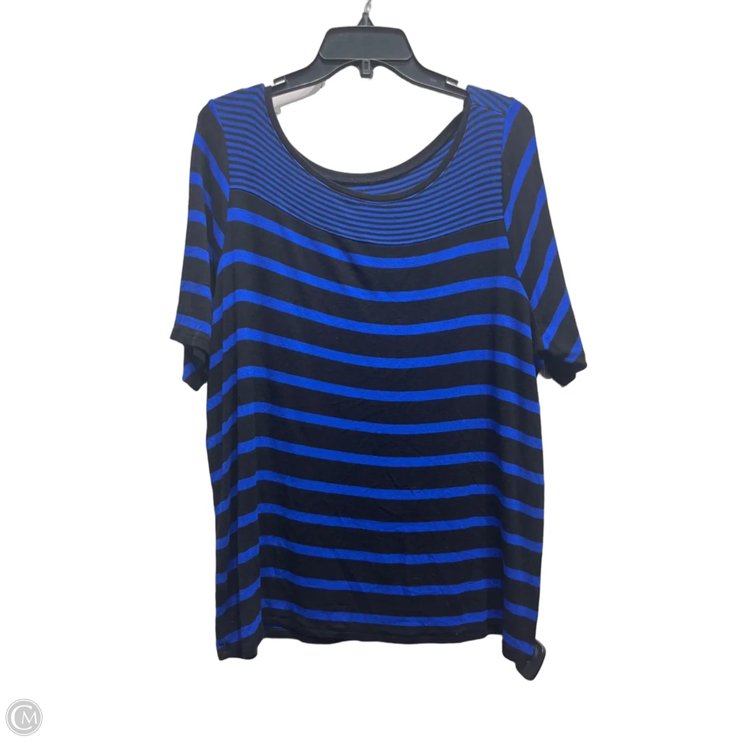 Top Short Sleeve By Lane Bryant In Black & Blue, Size: 22