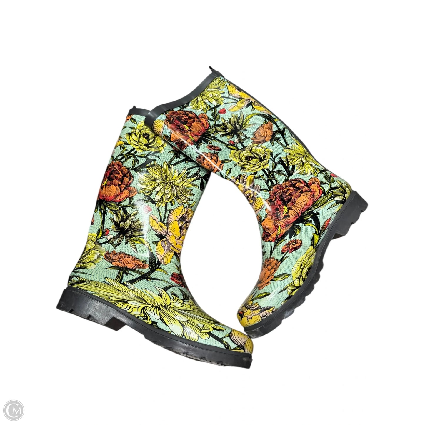 Boots Rain By Clothes Mentor In Blue & Green, Size: 8