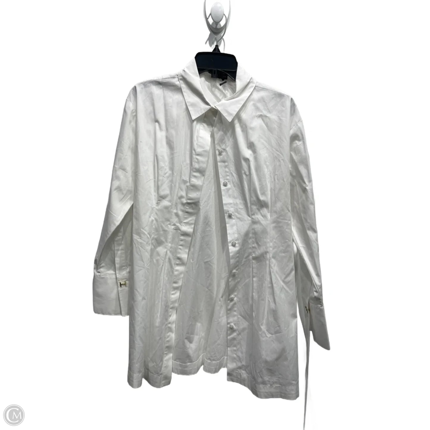 Top Long Sleeve Designer By Halston In White, Size: S