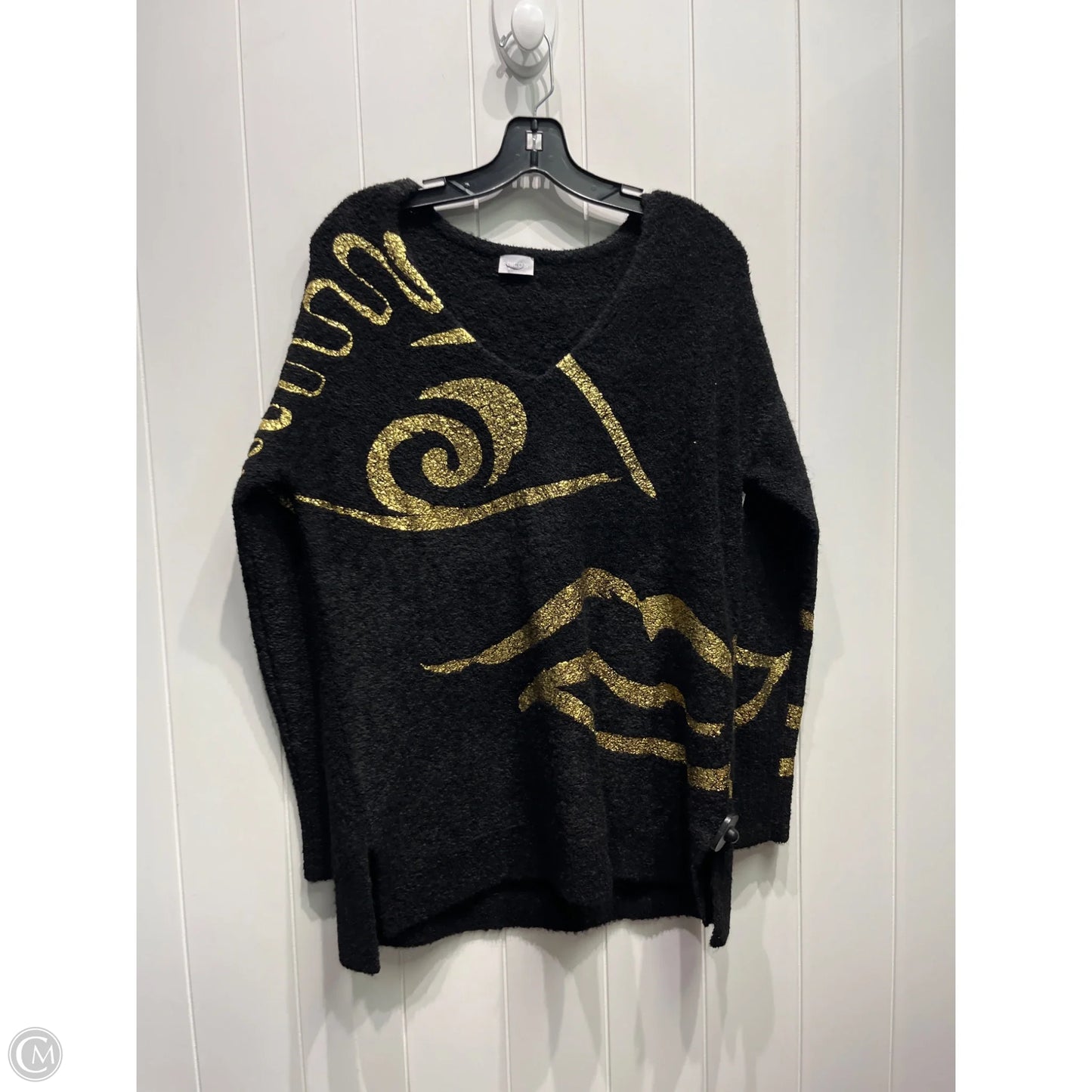 Sweater By Chicos In Black & Gold, Size: M