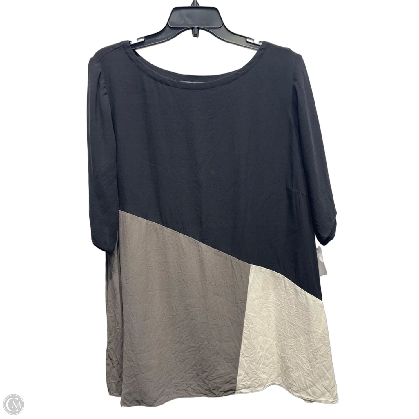 Top Short Sleeve By Eileen Fisher In Black & Tan, Size: 1x