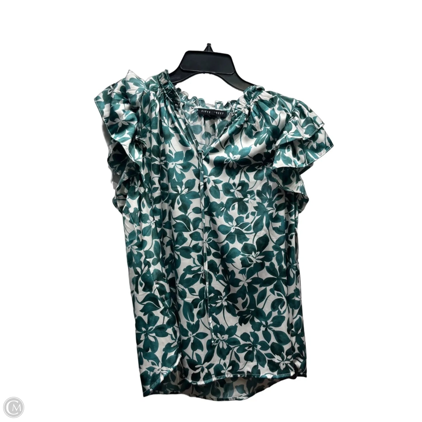 Top Short Sleeve By FIFTY STREET In Green & White, Size: L