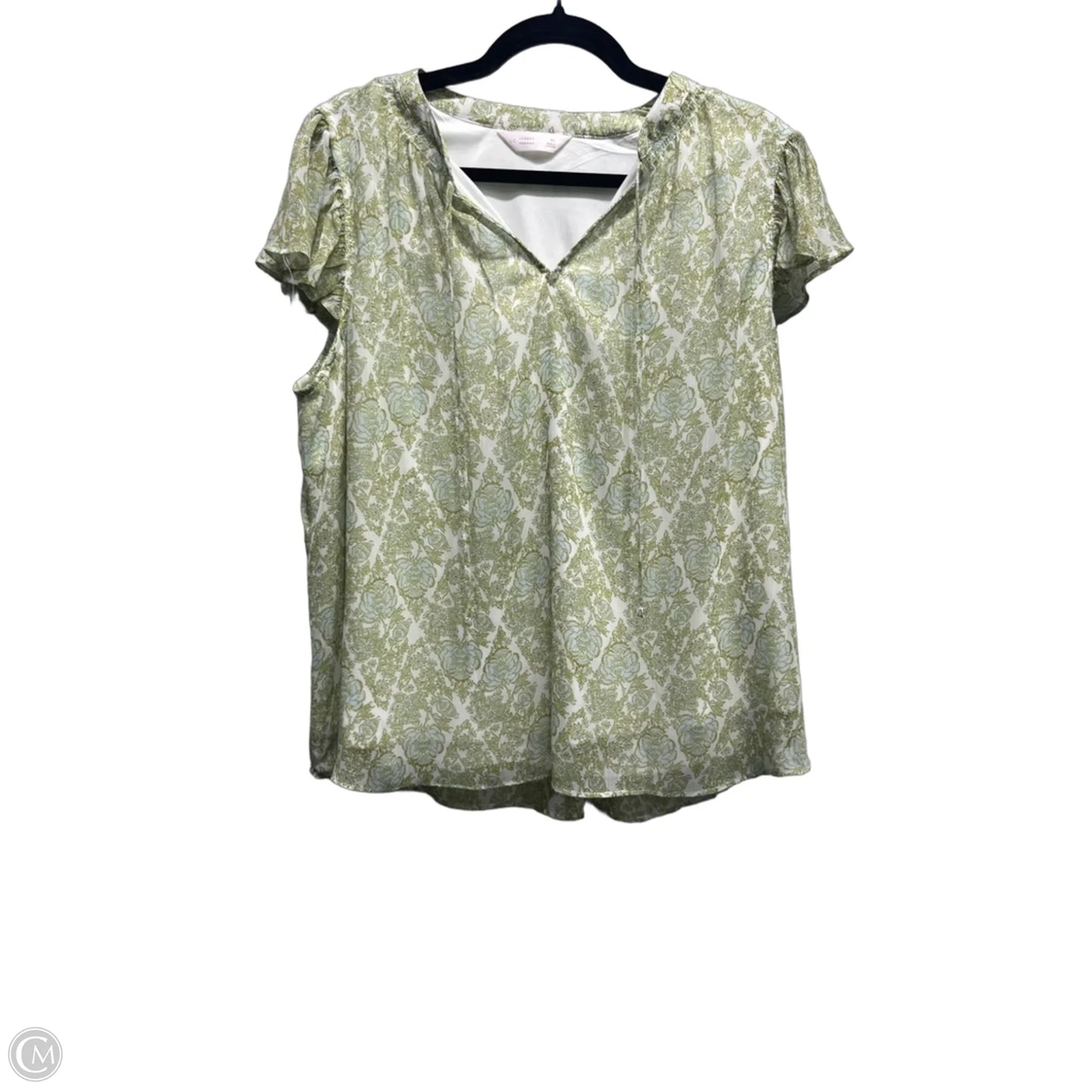 Top Short Sleeve By Lc Lauren Conrad In Green & White, Size: Xl