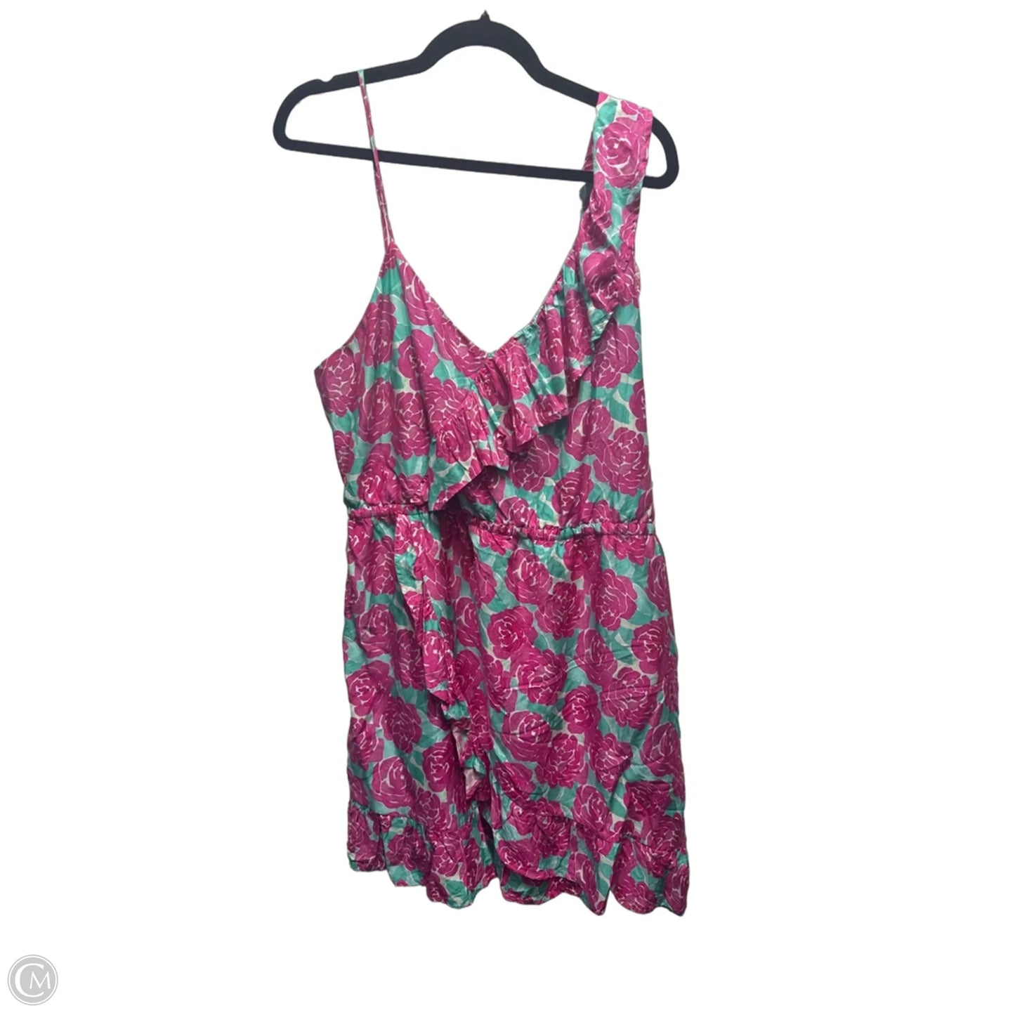 Dress Casual Short By Vineyard Vines In Green & Pink, Size: 16