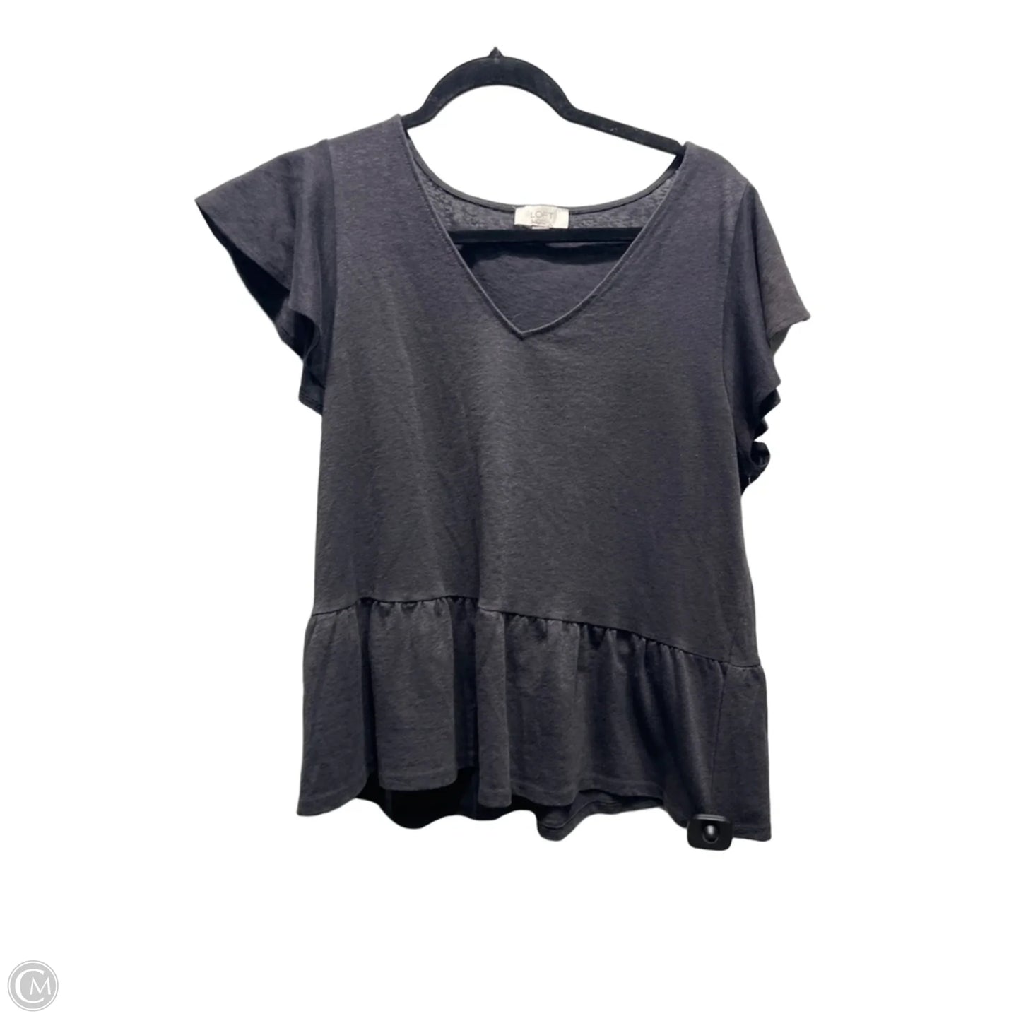 Top Short Sleeve By Loft In Grey, Size: L