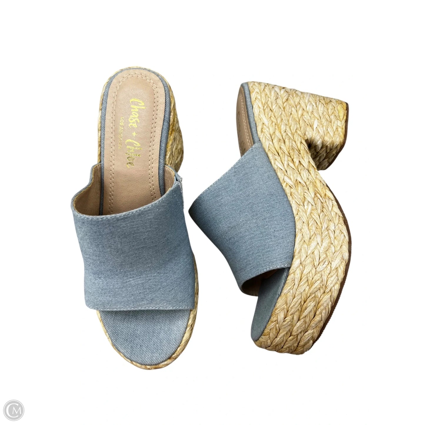 Sandals Heels Wedge By CHASE + CHLOE In Blue, Size: 8
