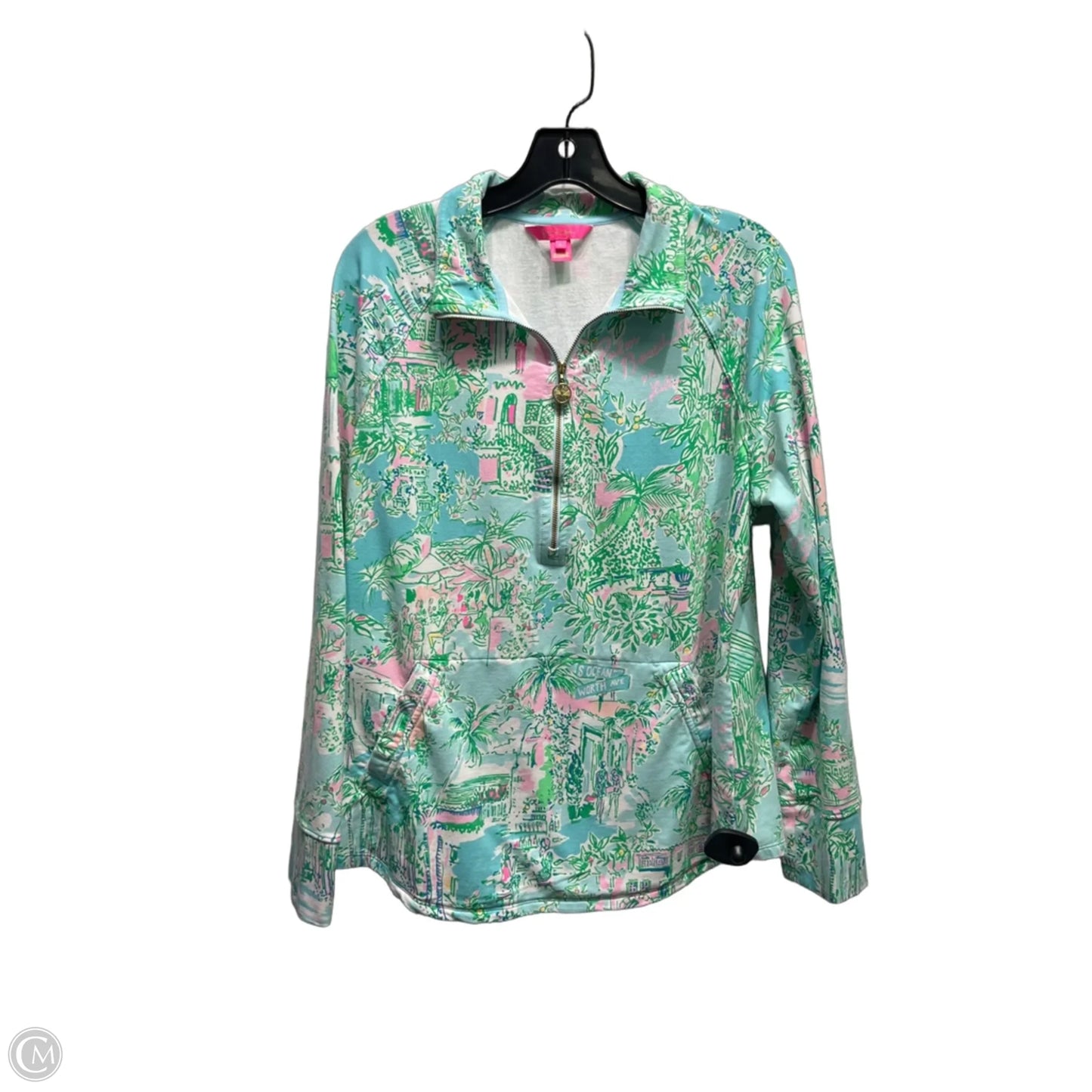 Top Long Sleeve Designer By Lilly Pulitzer In Green & Pink, Size: L