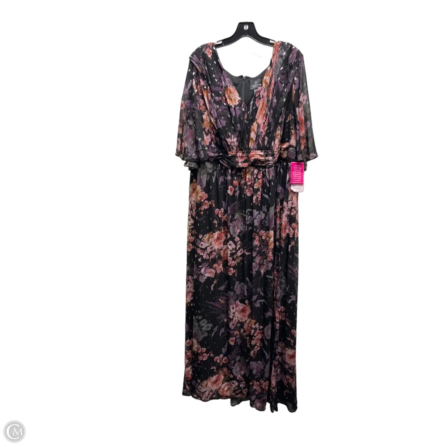 Dress Party Long By Adrianna Papell In Black & Purple, Size: 22
