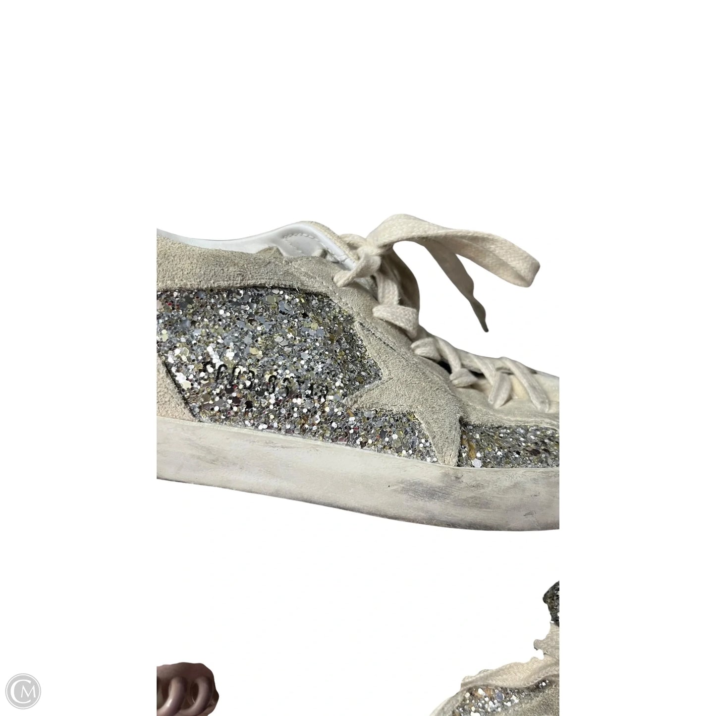 Shoes Luxury Designer By Golden Goose In Black & Silver, Size: 7