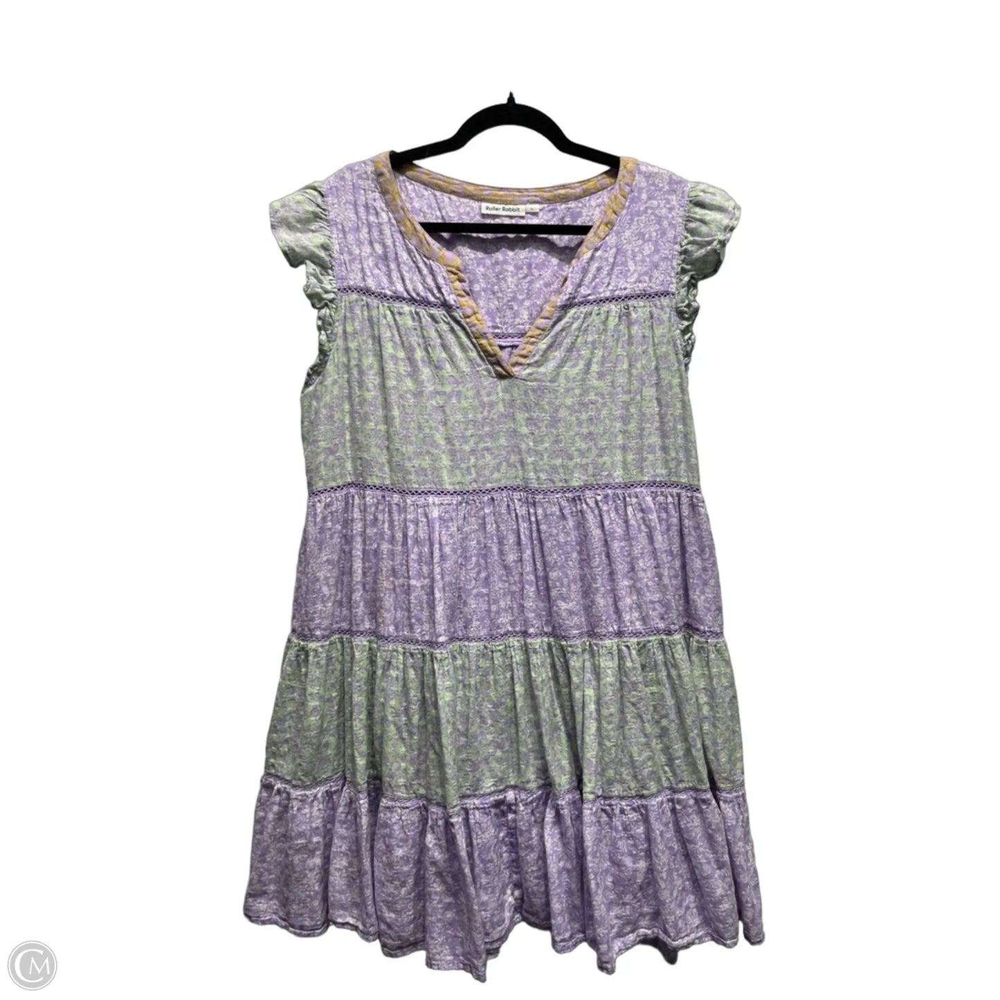 Dress Casual Short By Roller Rabbit In Green & Purple, Size: Xl