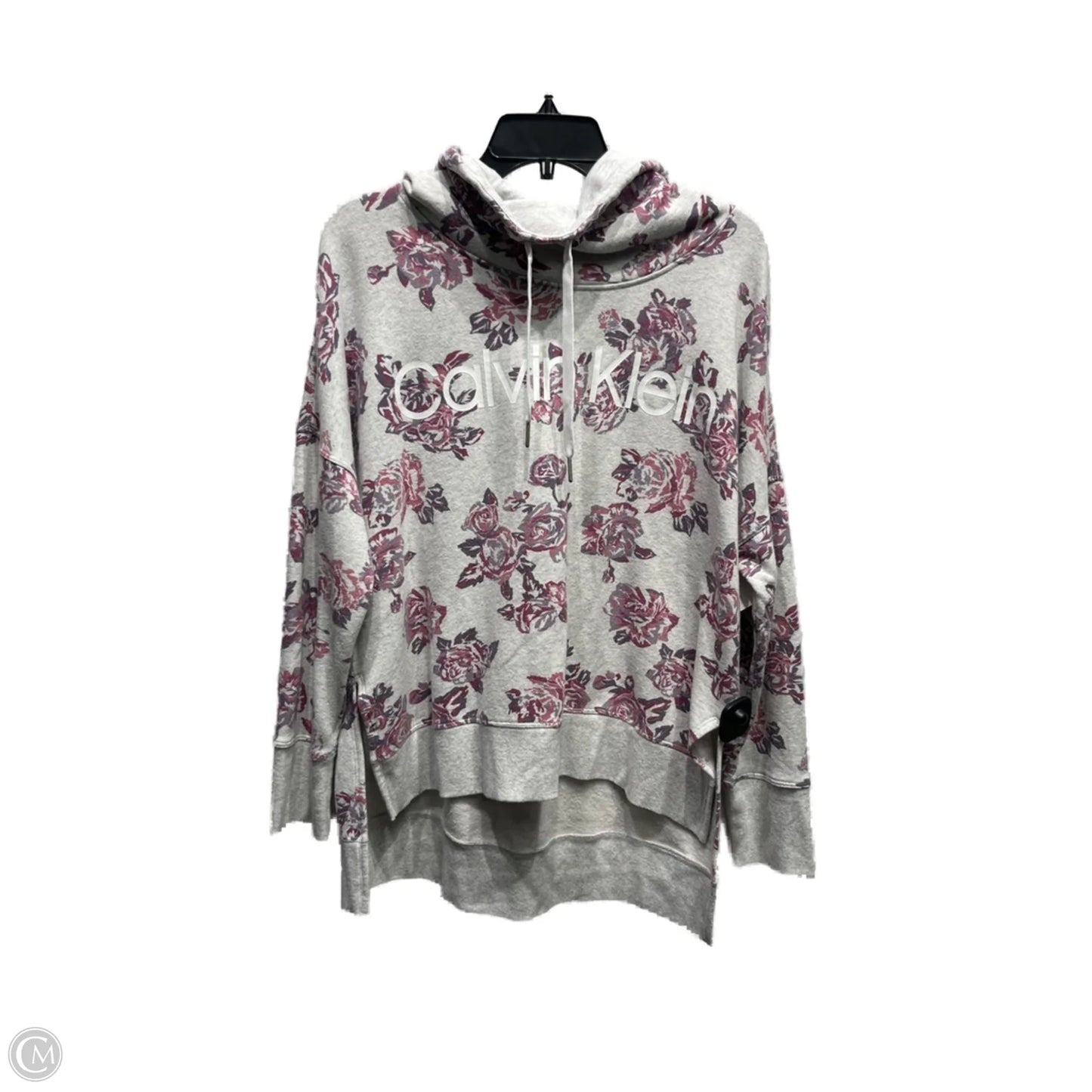 Sweatshirt Collar By Calvin Klein In Grey & Purple, Size: L