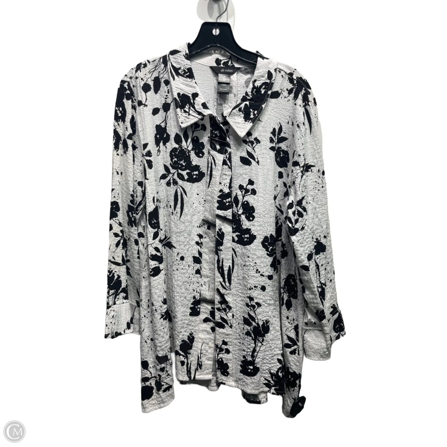 Top Long Sleeve By Ali Miles In Black & White, Size: M