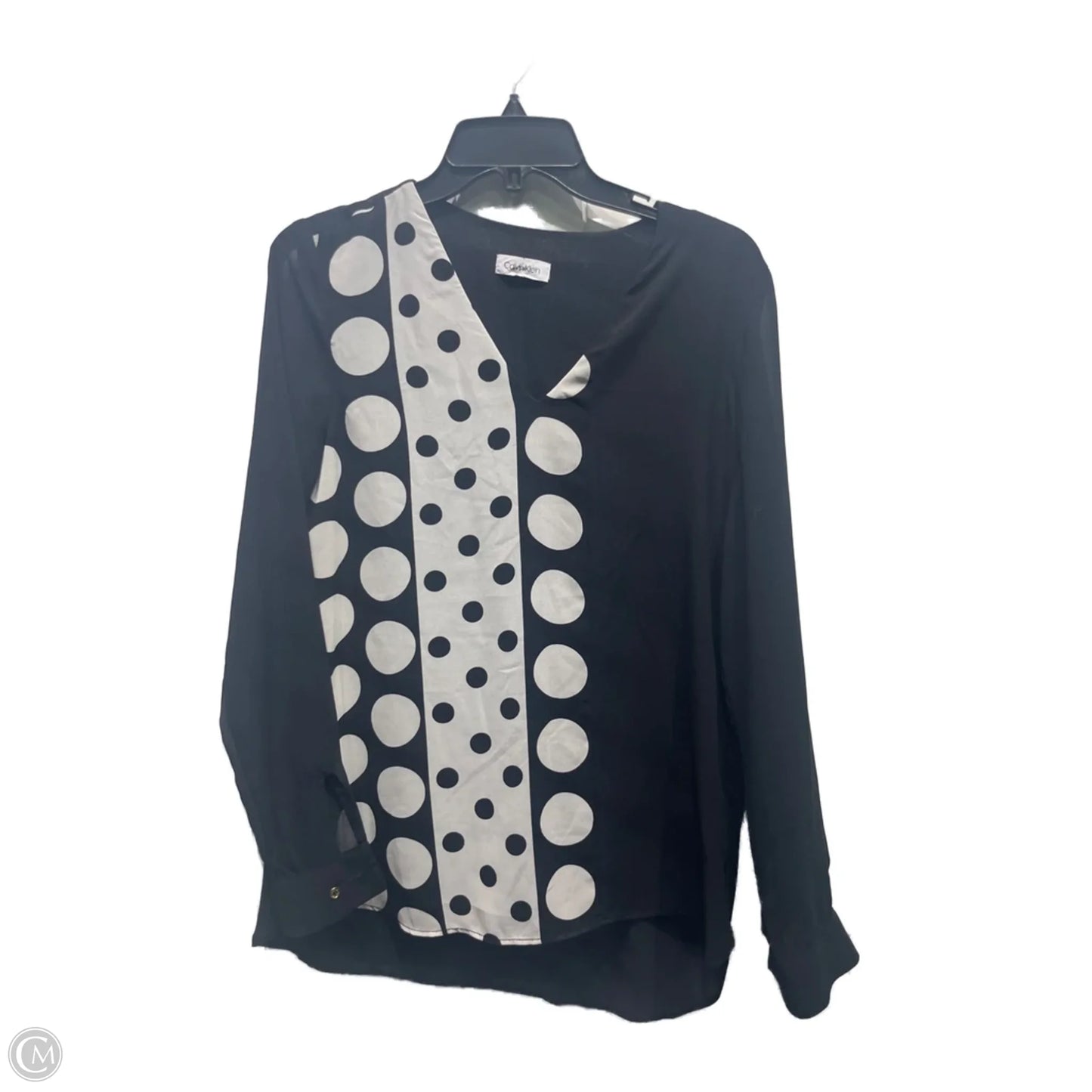 Blouse Long Sleeve By Calvin Klein In Black & White, Size: M