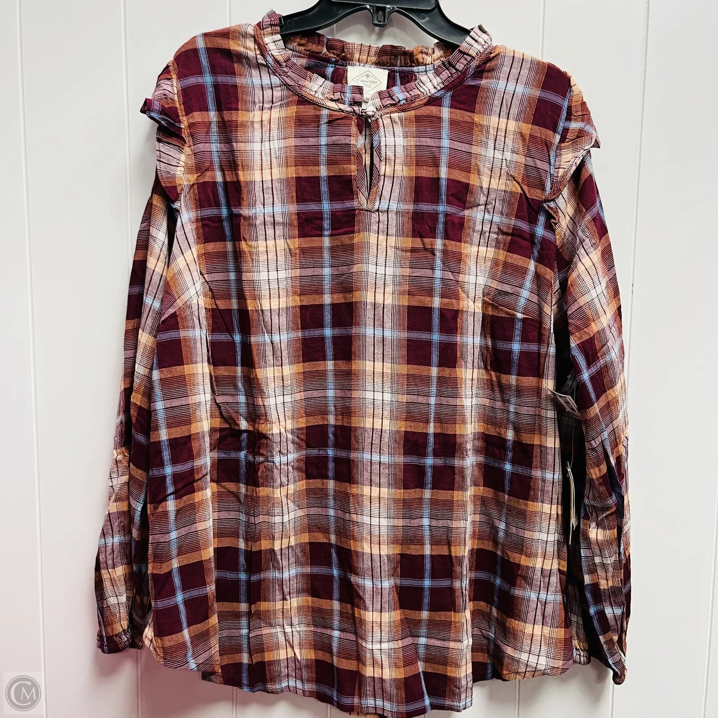 Top Long Sleeve By St Johns Bay In Maroon, Size: 1x