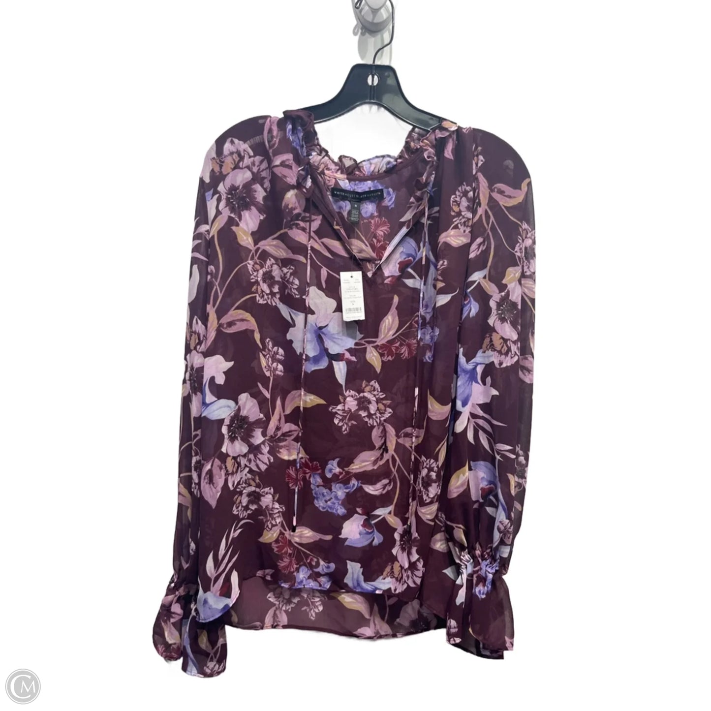Blouse Long Sleeve By White House Black Market In Purple, Size: S