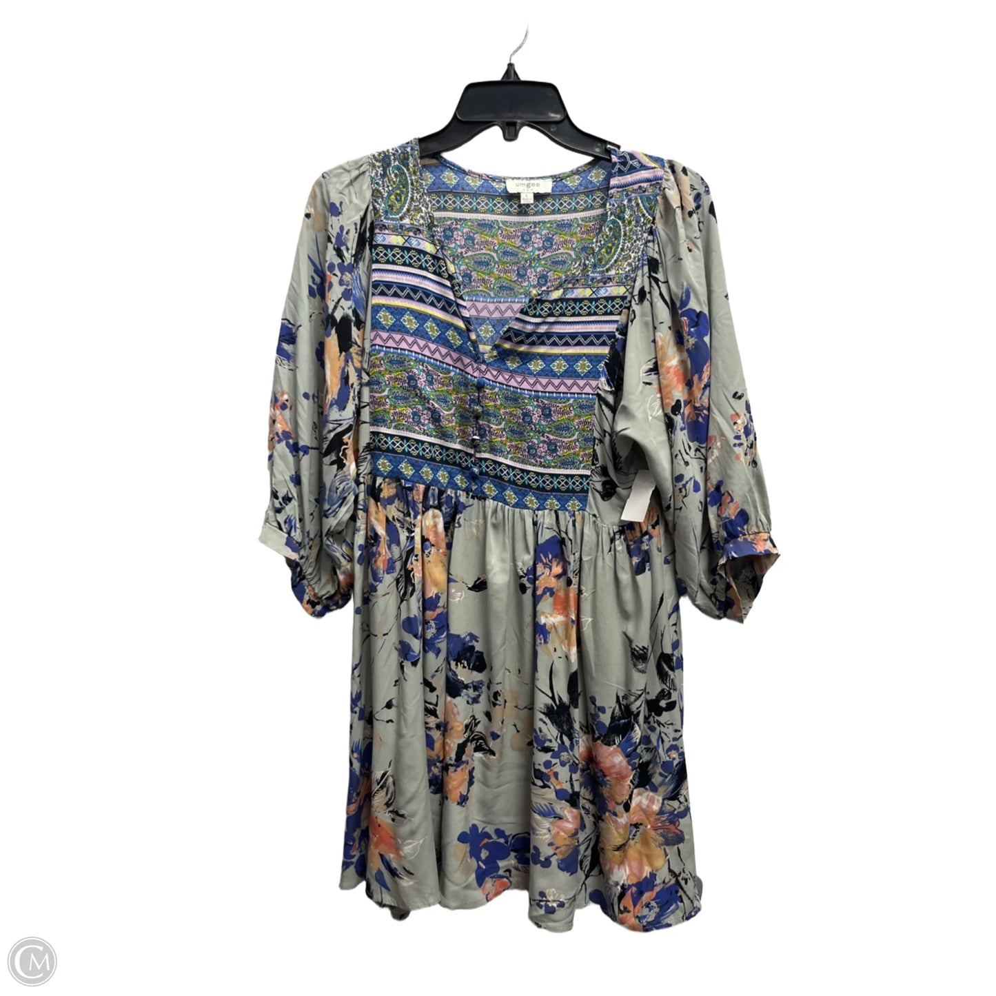 Tunic Long Sleeve By Umgee In Blue & Orange, Size: L