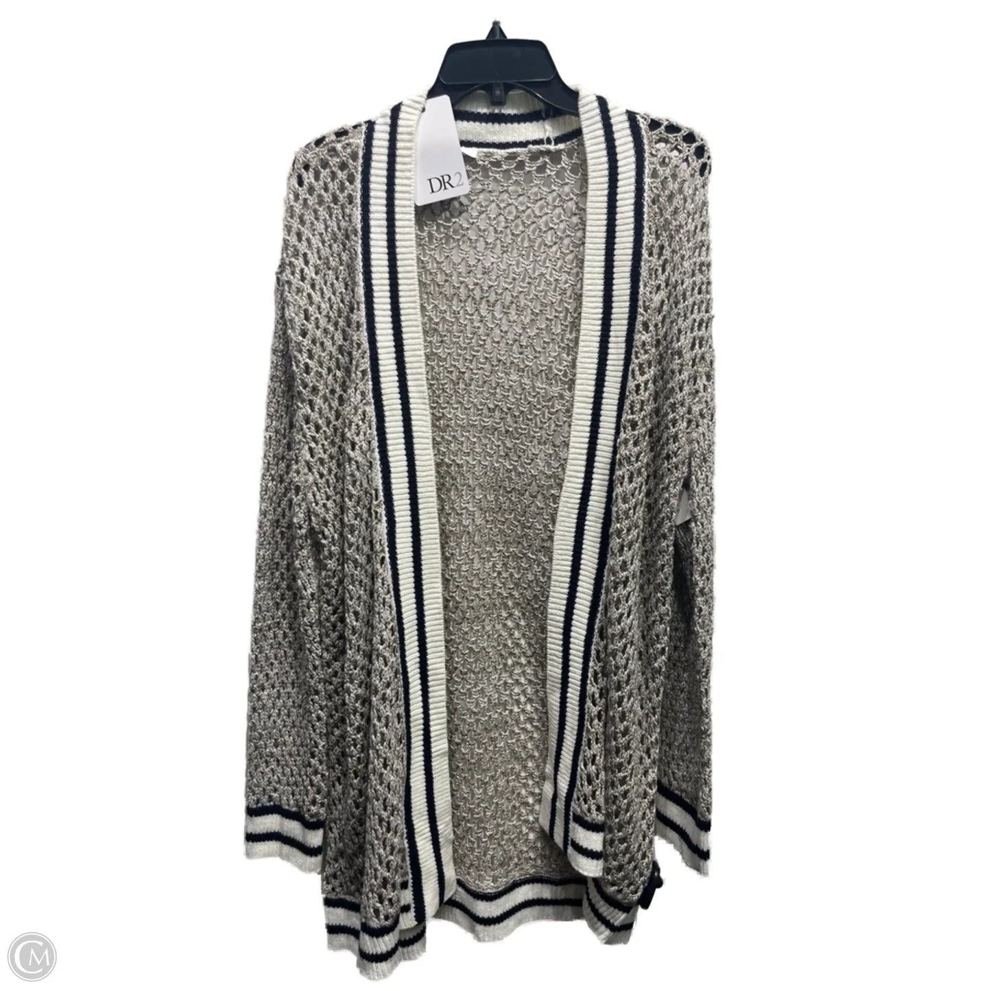 Sweater Cardigan By Dr2 In Black & Cream, Size: Osfm