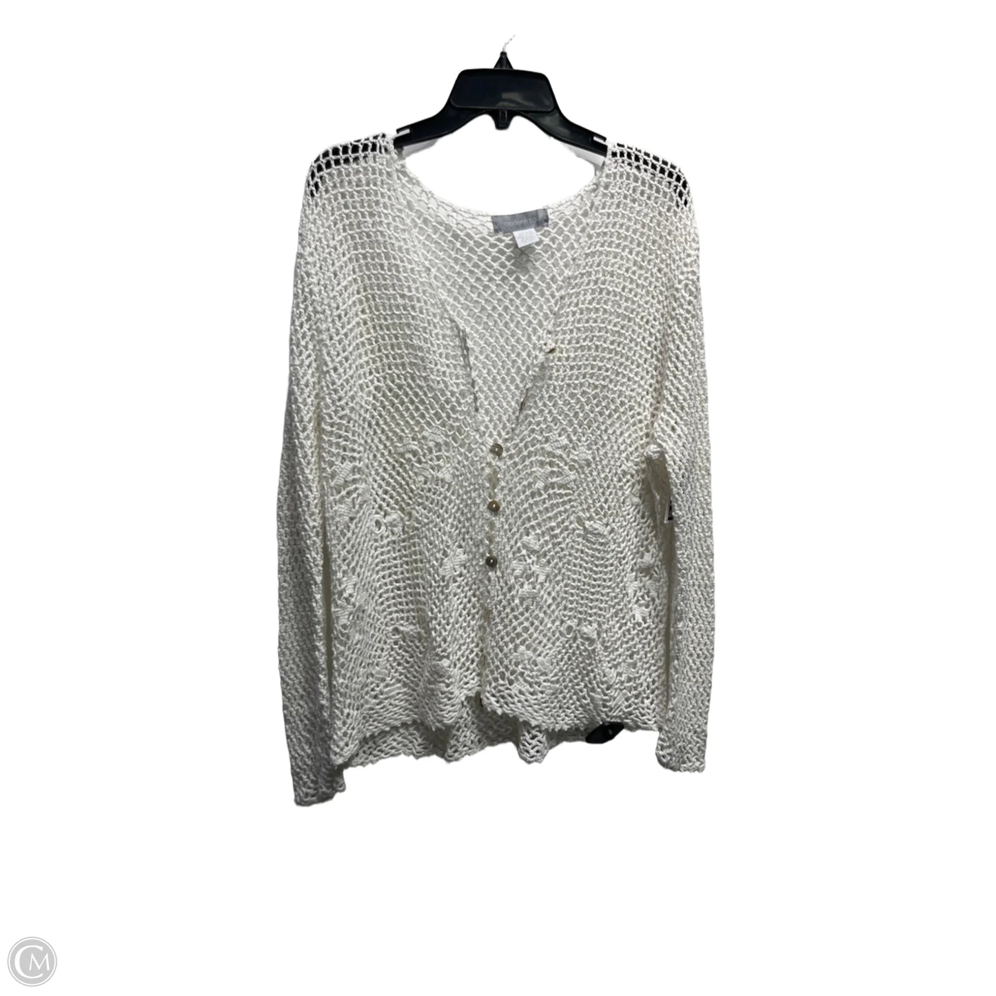 Cardigan By Clothes Mentor In White, Size: 2x