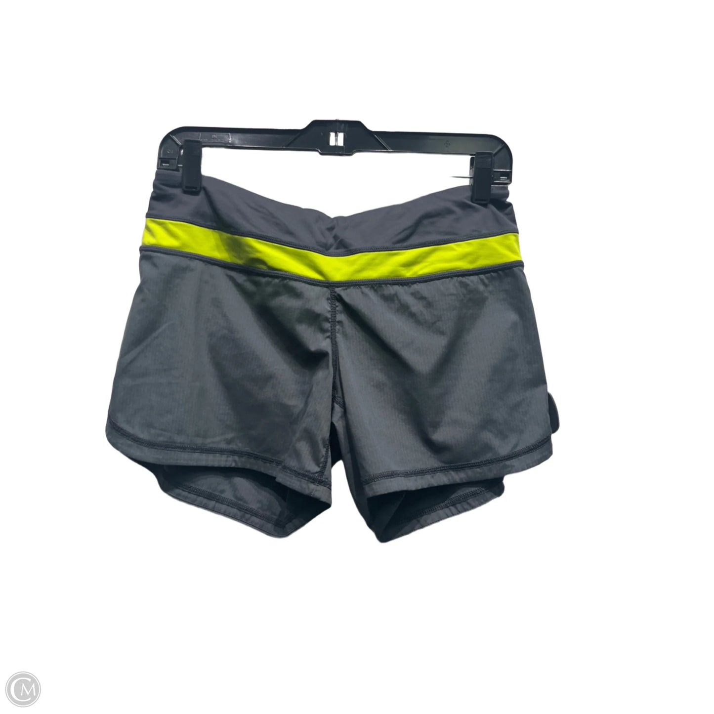 Athletic Shorts By Lululemon In Grey & Yellow, Size: 6