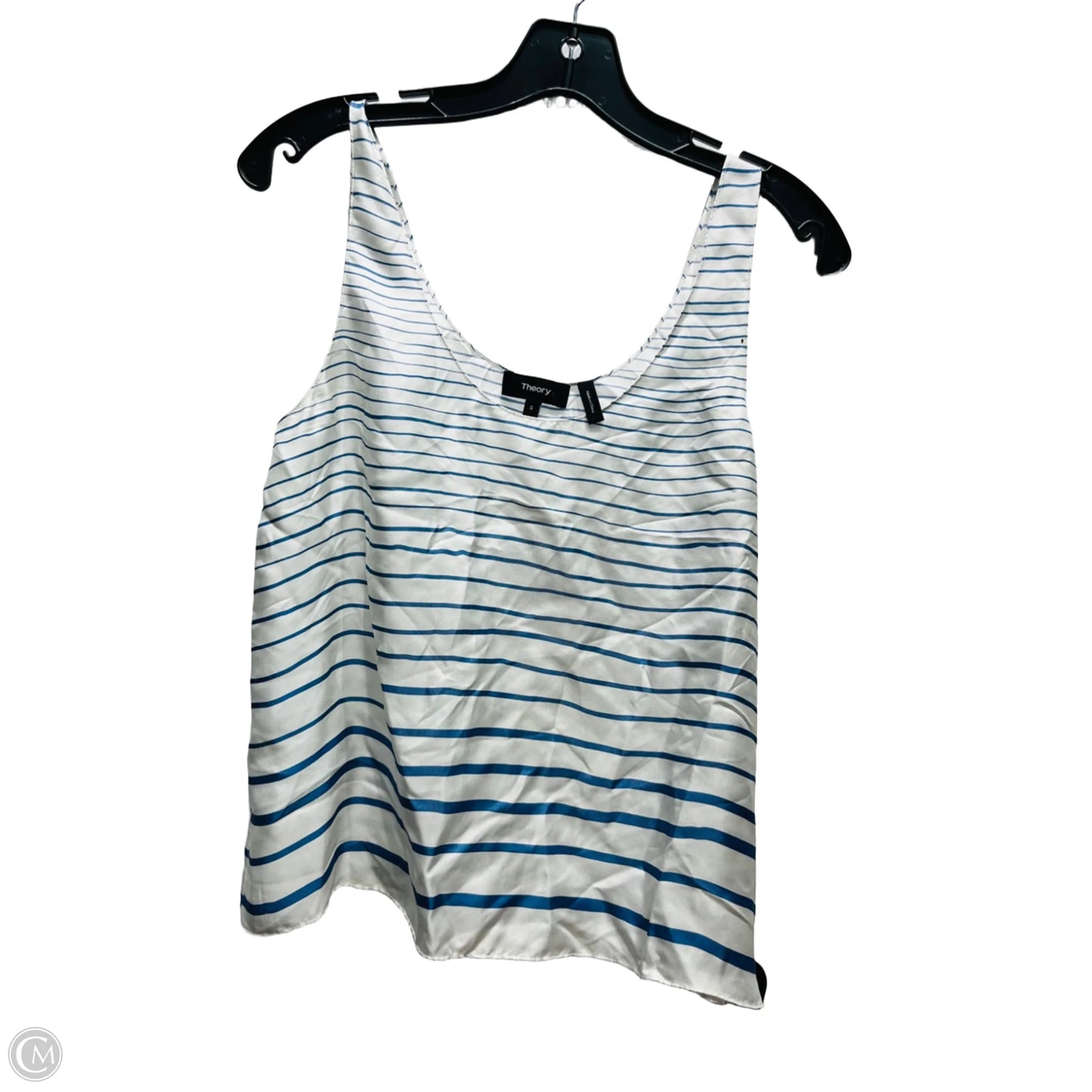Top Sleeveless By Theory In Blue & White, Size: S