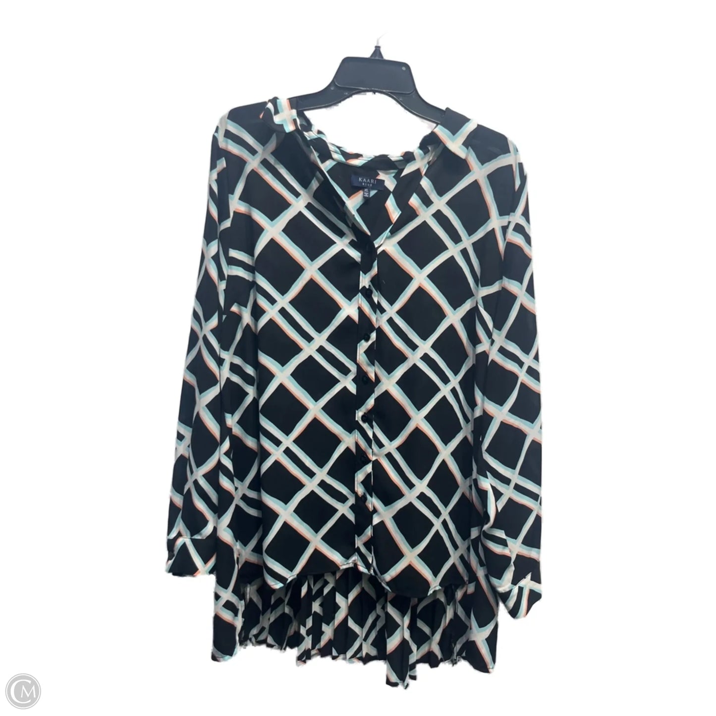 Top Long Sleeve By Kaari Blue In Black & Blue, Size: Xl