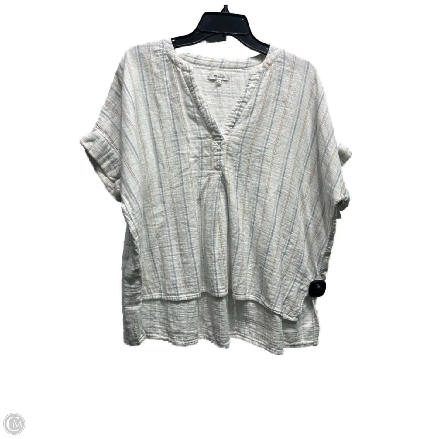 Top Short Sleeve By Madewell In Blue & Tan, Size: Xl