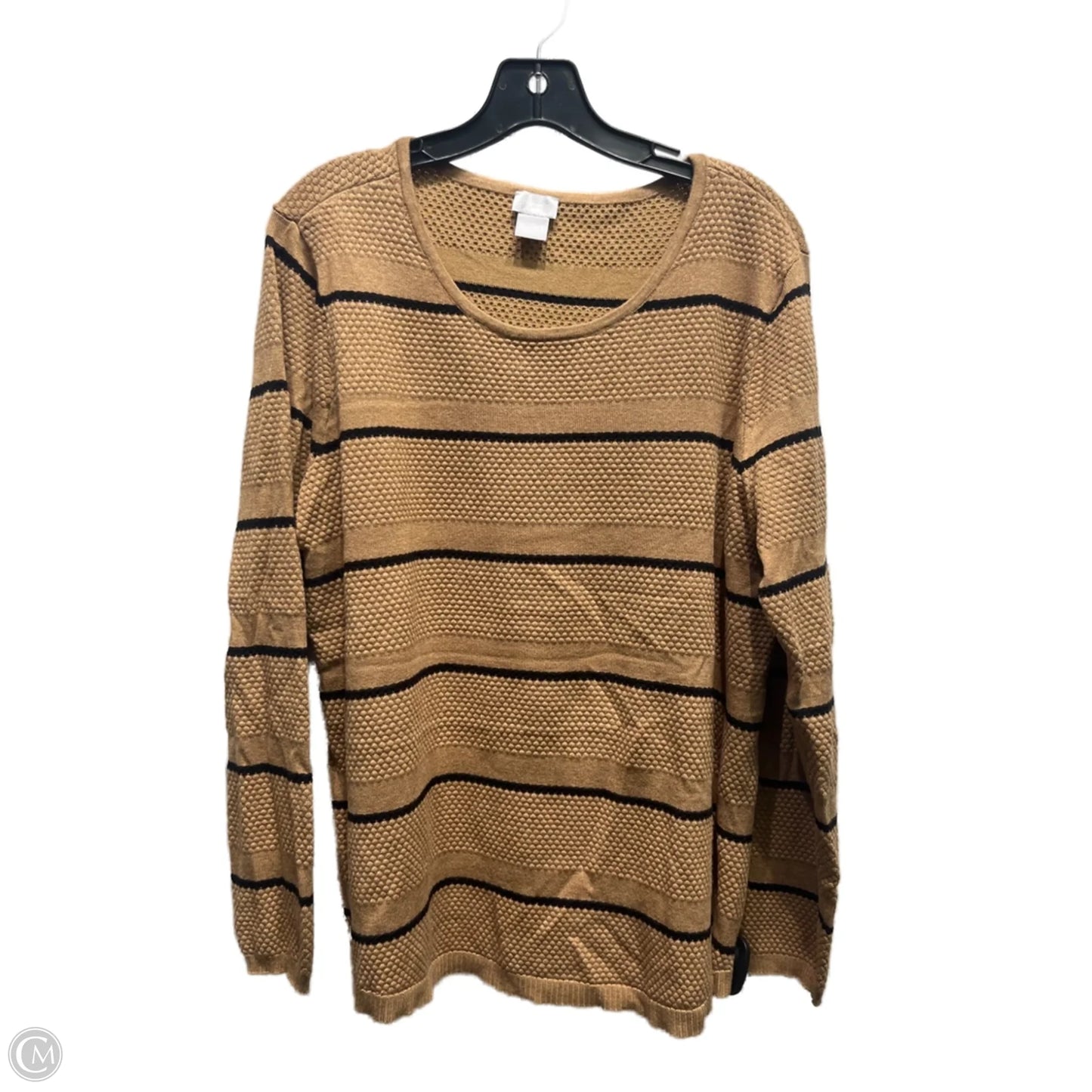 Sweater By Chicos In Black & Tan, Size: L