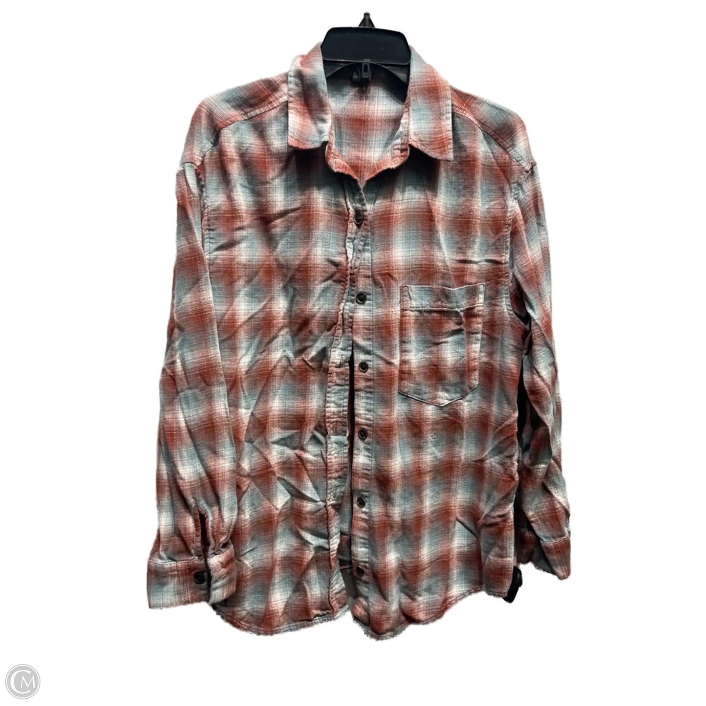 Top Long Sleeve By Wild Fable In Grey & Orange, Size: M