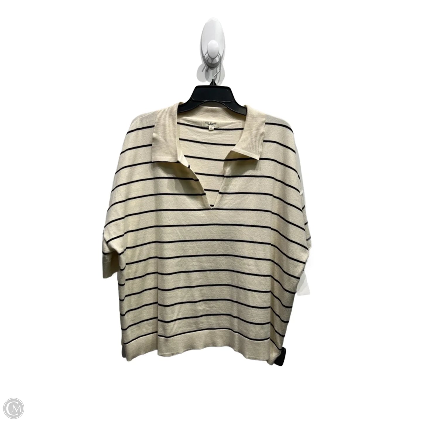 Top Short Sleeve By Max Studio In Black & Cream, Size: 2x