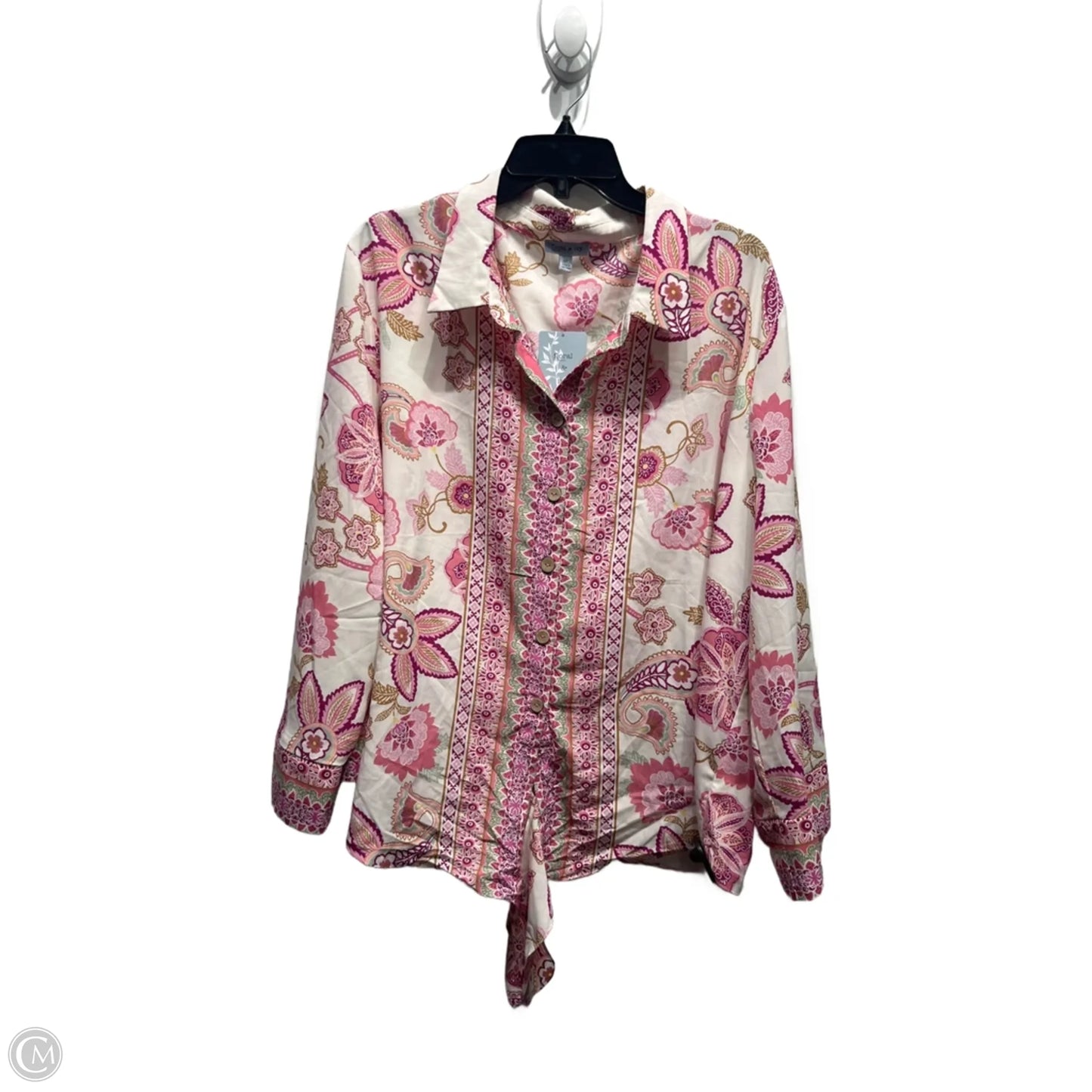 Top Long Sleeve By FLORAL & IVY In Pink & Purple, Size: 3x