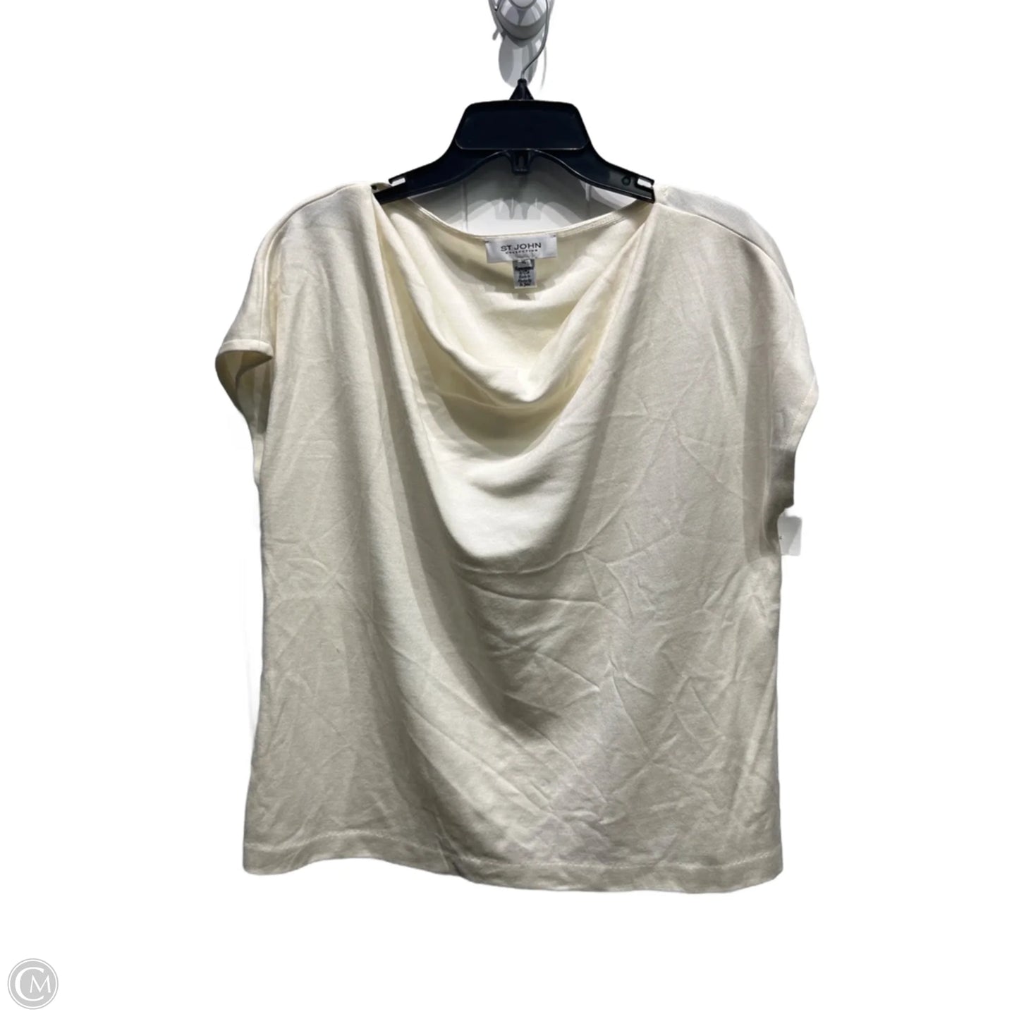 Top Short Sleeve Luxury Designer By St John Collection In Cream, Size: Xl